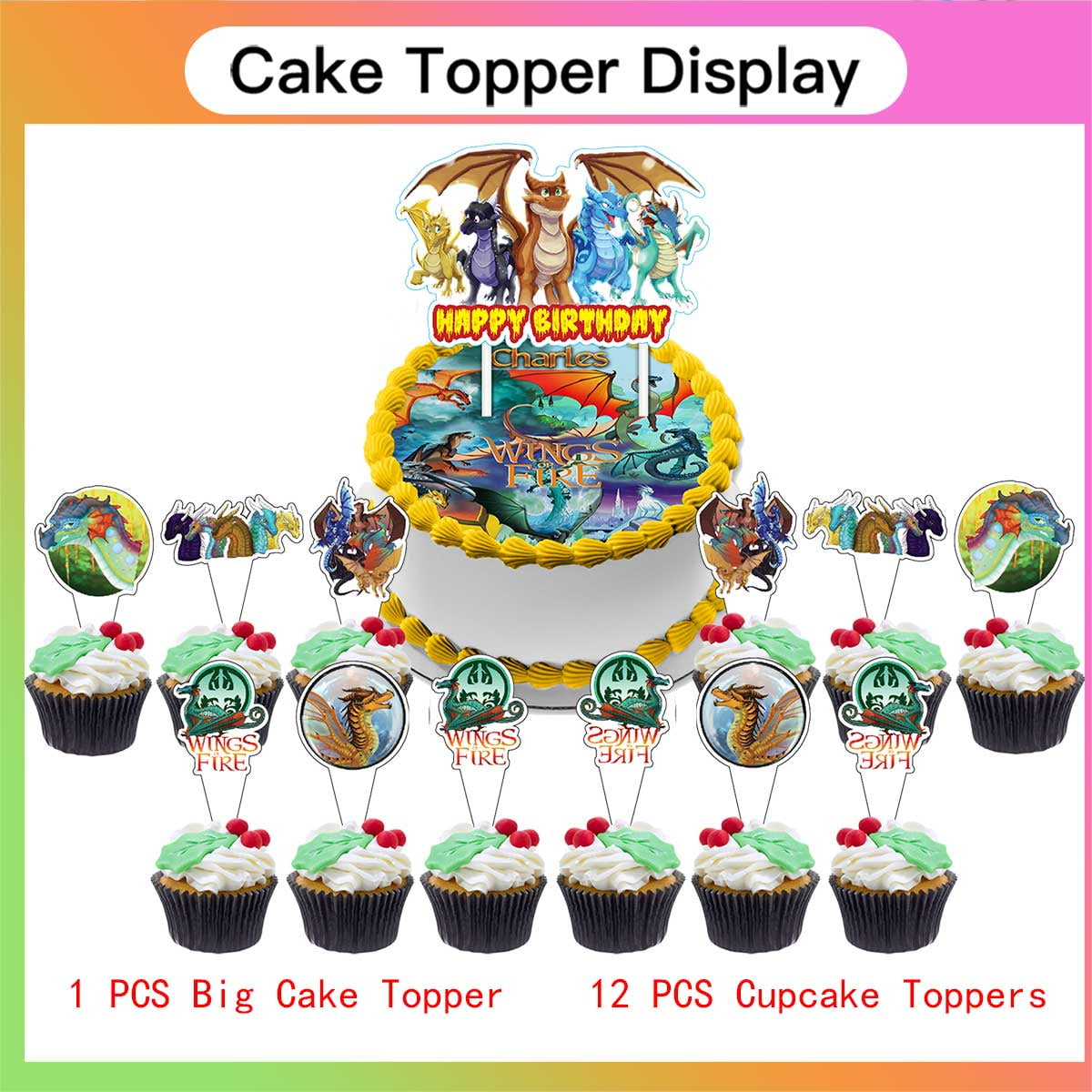 Wings of Fire Party Decor Plates Cake Topper Balloons Banner Backdrop Supplies Decorations Tableware