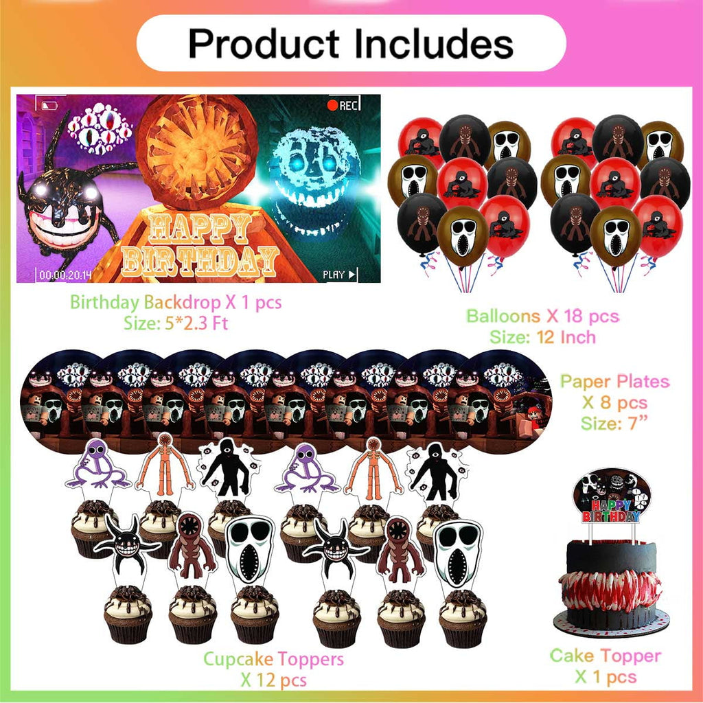 Doors Figure Balloons Supplies Party Decor Plates Decorations Banner Cake Topper Tableware Banner Backdrop