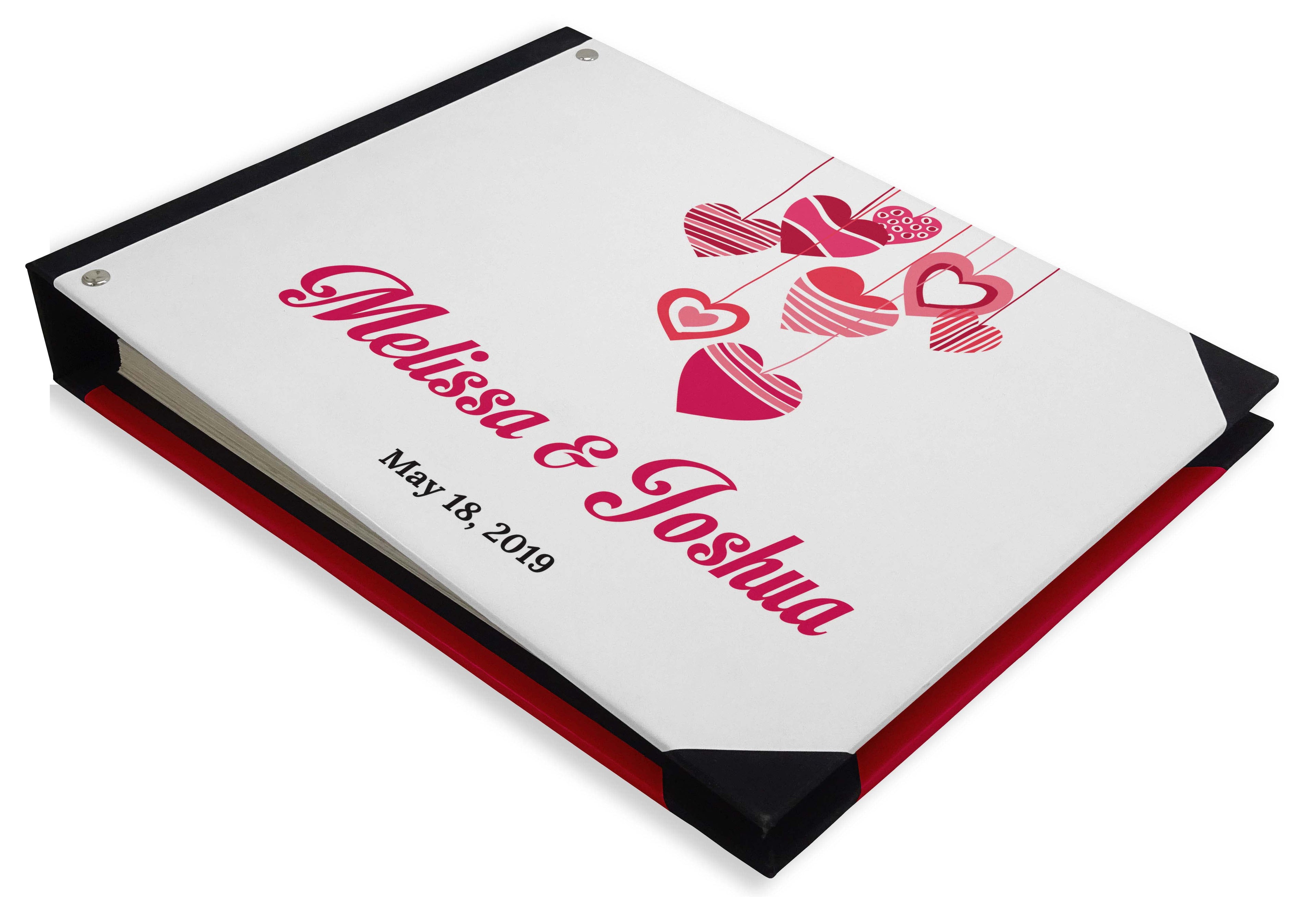 Darling Souvenir White Hanging Heart Wedding Guest Book Hardbound Guest Sign-In Book Guest Registry Guestbook-9 x 12 Inches