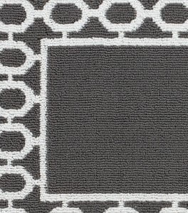 Washable Skid-Resistant Runner Rug, Trellis Border , Denim Twist and Light Grey , 26" x 45"