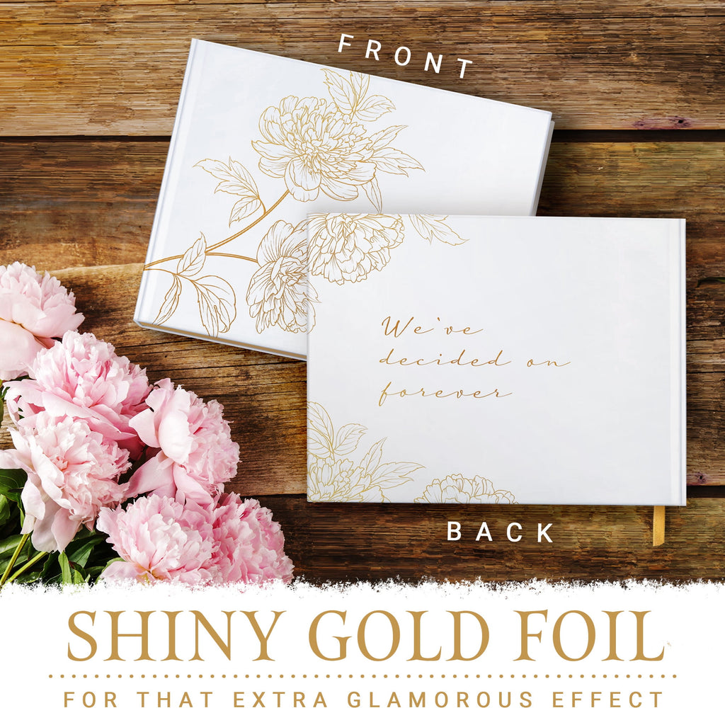 Lovely J Dragonfly Gold Stamped Floral Wedding Guest Book with Pen