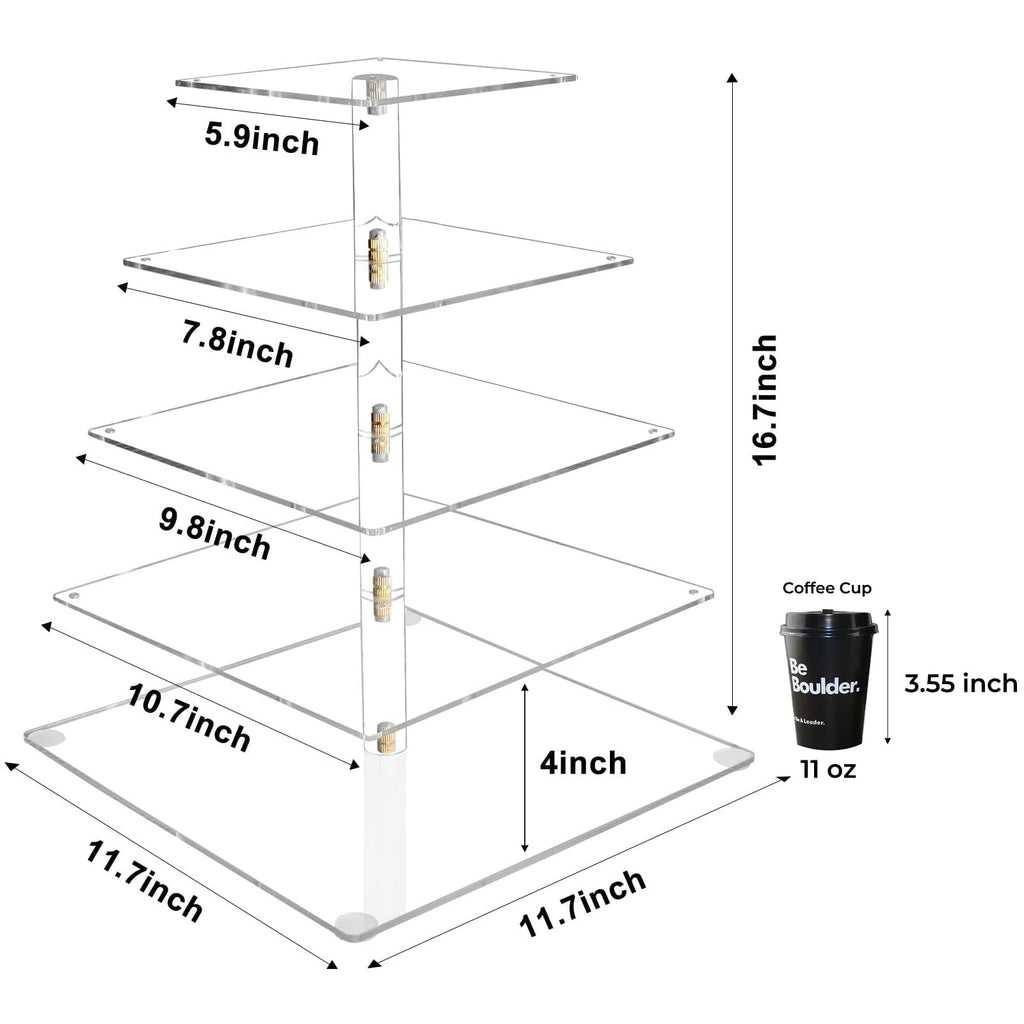 Vdomus 5-Tier Acrylic Cupcake Tower with LED Lights - Cupcake Holder and Display Stand for Weddings, Birthdays, and Parties