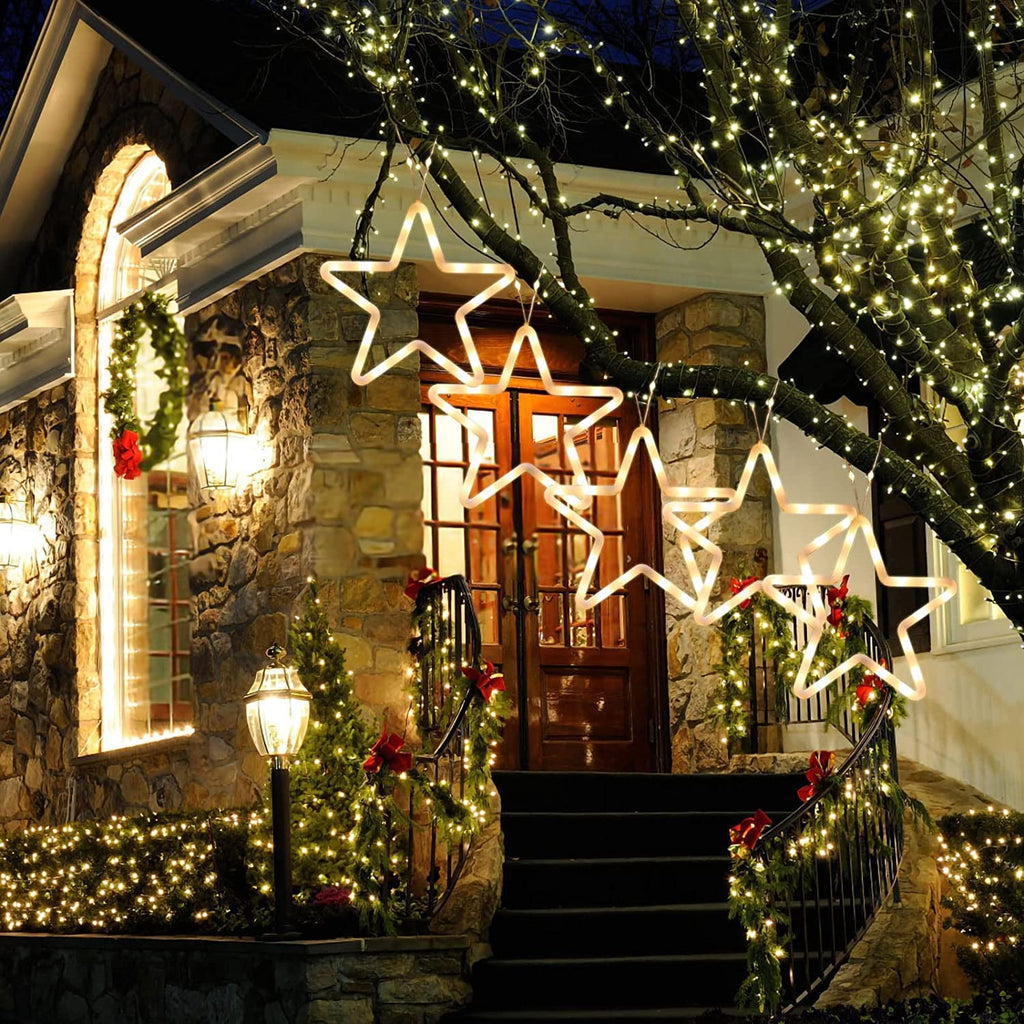 5 Star 11.8" String Light, 150 LED Lights with Remote 8 Lighting Mode, Warm White