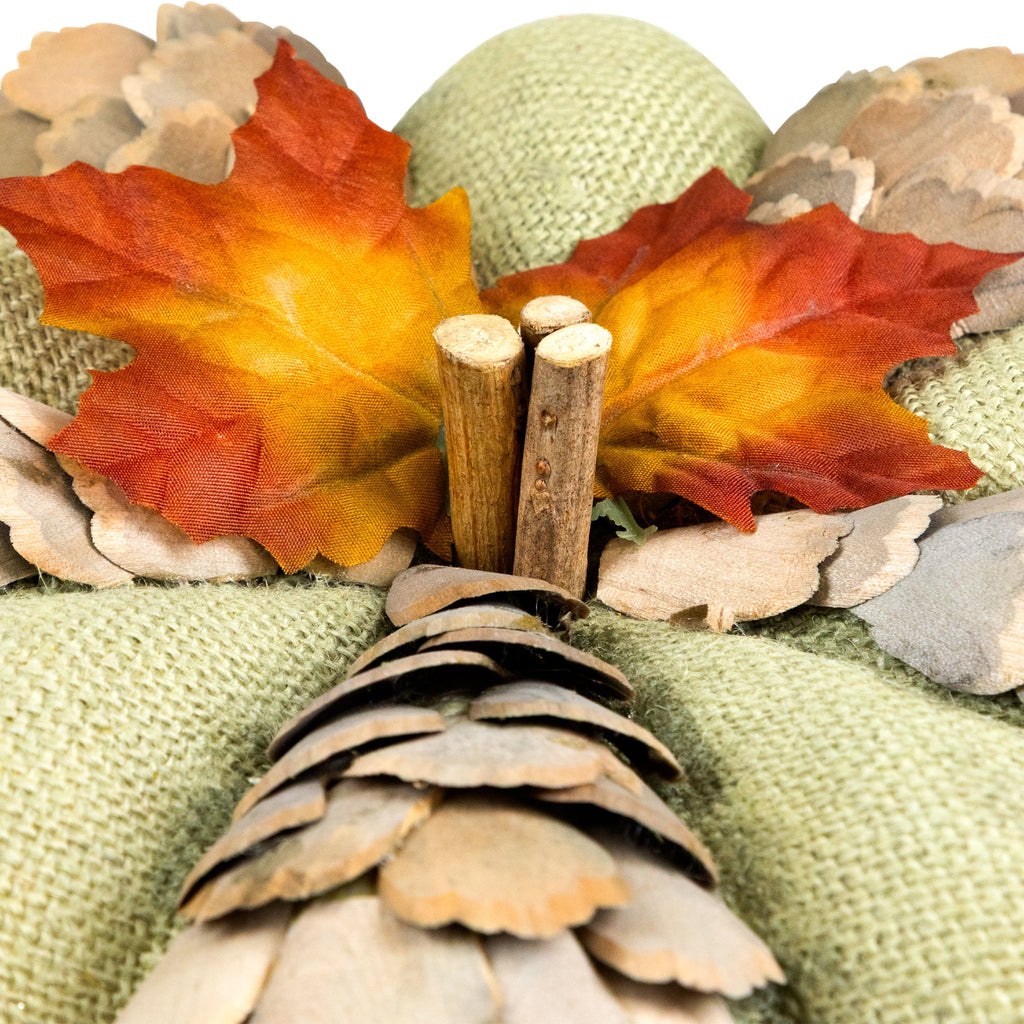 10" Green and Brown Autumn Harvest Tabletop Pumpkin
