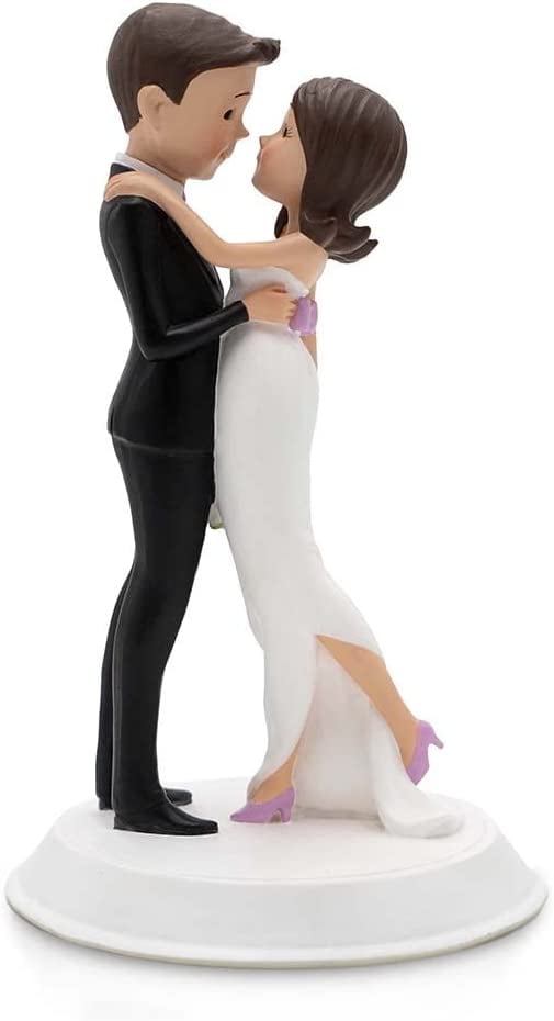 Dihtan Wedding Cake Toppers Bride and Groom - 6 x 3.5 Inch Hand Painted Cake Decorations Mr and Mrs Figurines - Poly Resin Bride To Be Cake Topper - Ideal for Wedding, Anniversary, Table Centerpiece