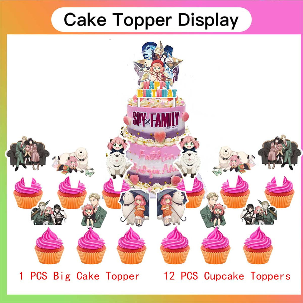 Spy family Party Supplies Cake Topper Decor Banner Backdrop Tableware Balloons Birthday Decorations