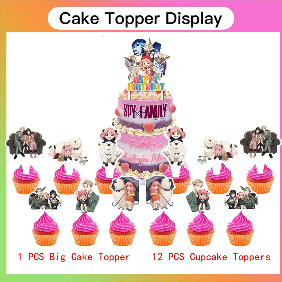 Spy family Party Supplies Cake Topper Decor Banner Backdrop Tableware Balloons Birthday Decorations