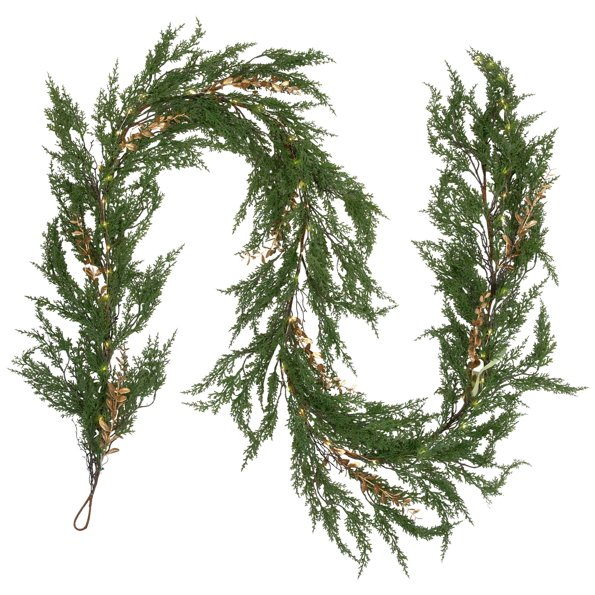 Northlight Real Touch™ Pre-Lit Cedar Pine Artificial Christmas Garland - 10' - Warm White LED