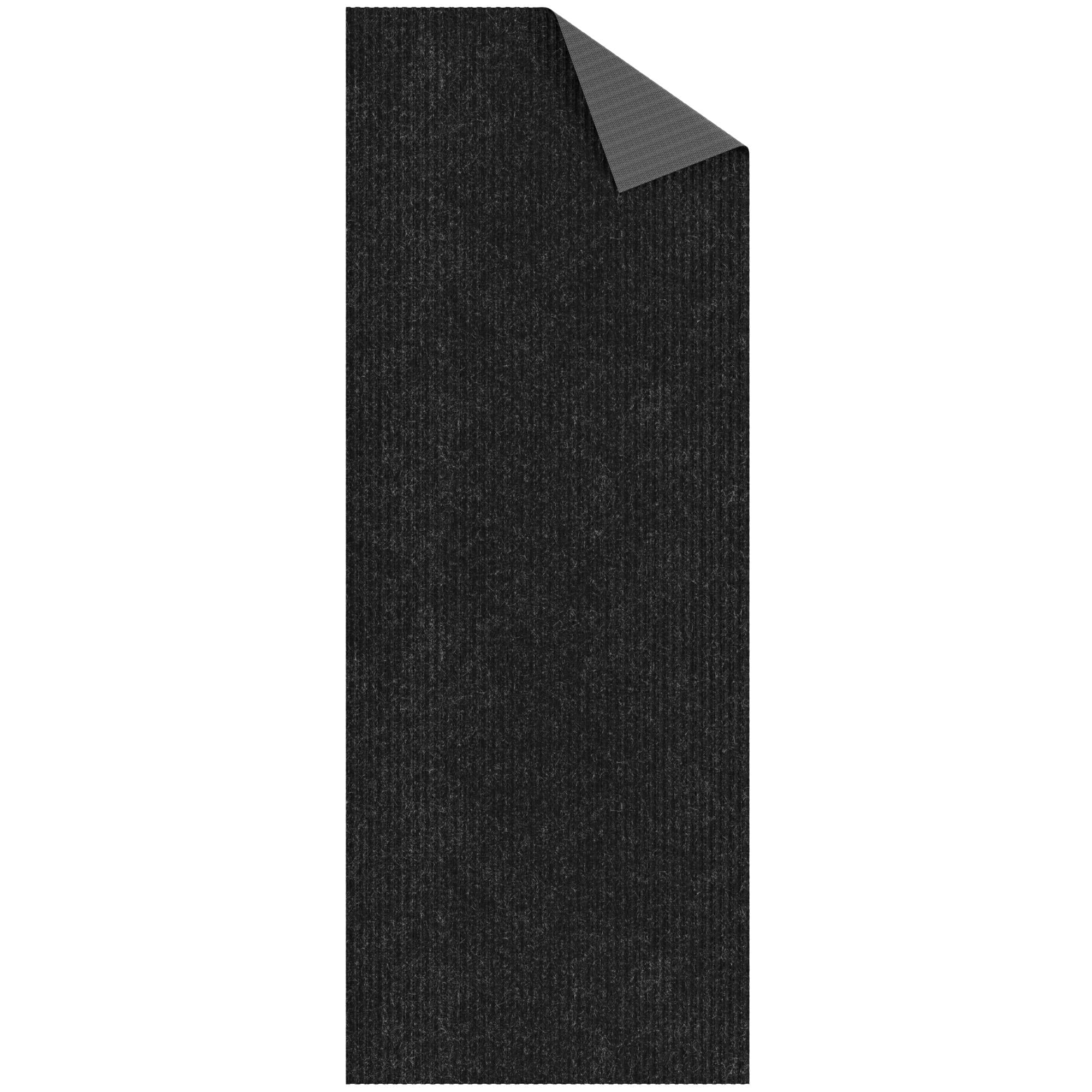 Sweet Home Stores Custom Size Waterproof Non-Slip Rubberback 2x17 Indoor/Outdoor Utility Runner Rug, 2' x 17', Black