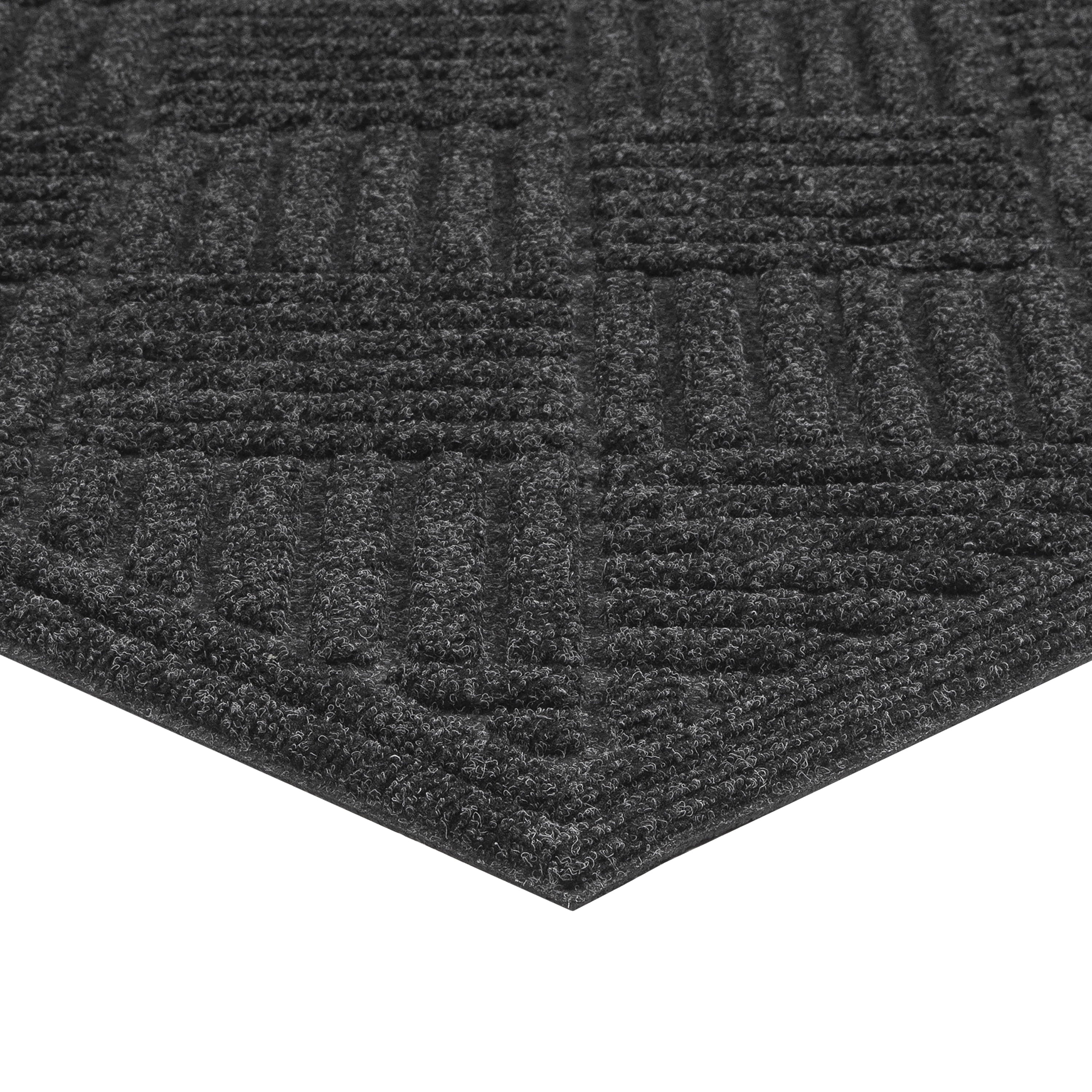 Mainstays Textures Crosshatch Polyester and Rubber Backed Doormat, 2' x 3', Smoke