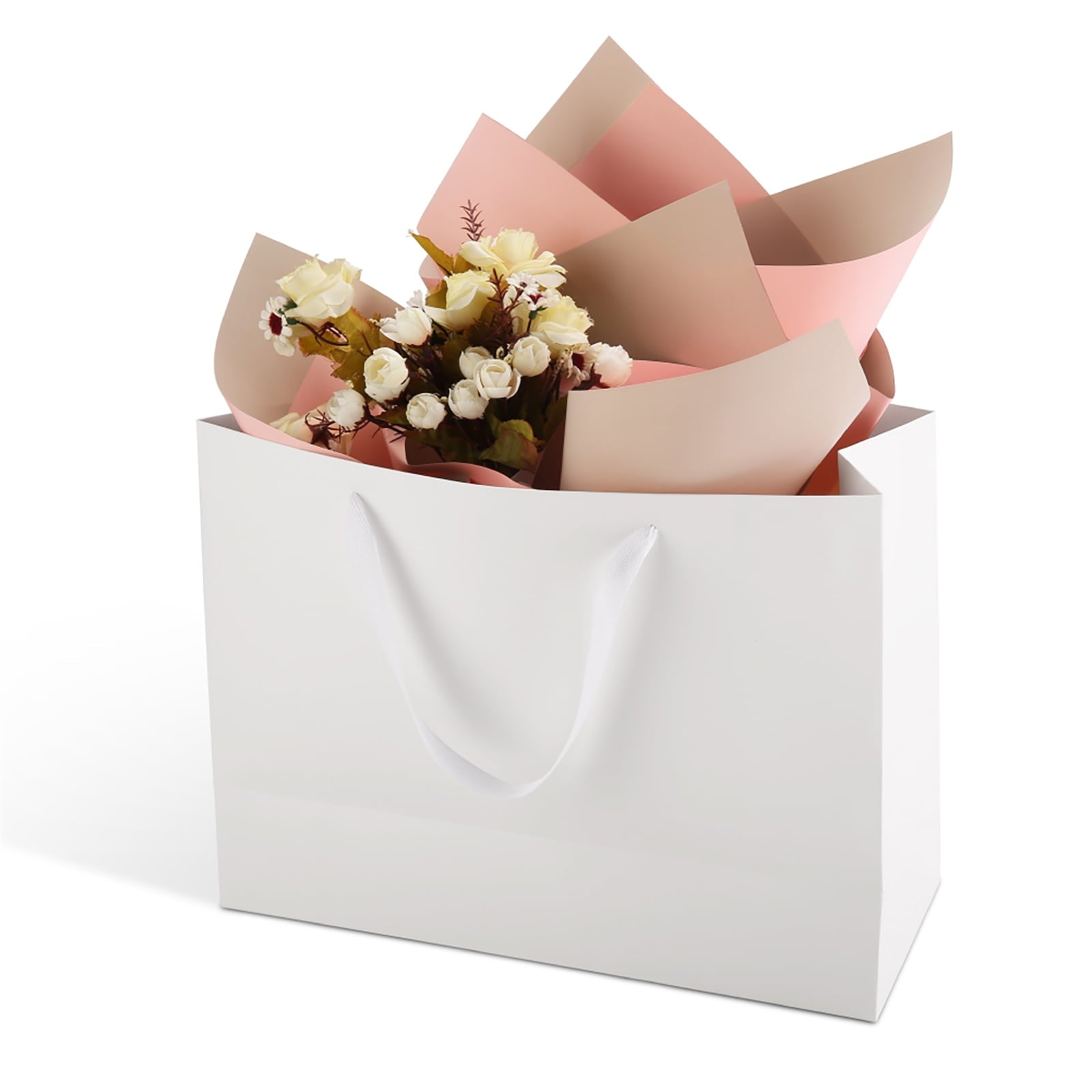 PACKHOME 12 Extra Large Gift Bags, White Gift Bags with Handles for All Occasions, 16x6x12 inches