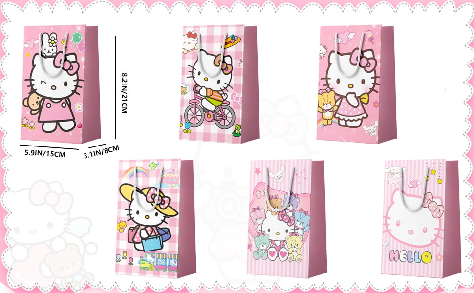Hello Kitty Favor Bags - 24pcs Hello Kitty Party Bags, Hello Kitty Gift Bags, Hello Kitty Candy Bags for Girls Kids Hello Kitty Themed Birthday Party Decoration Supplies