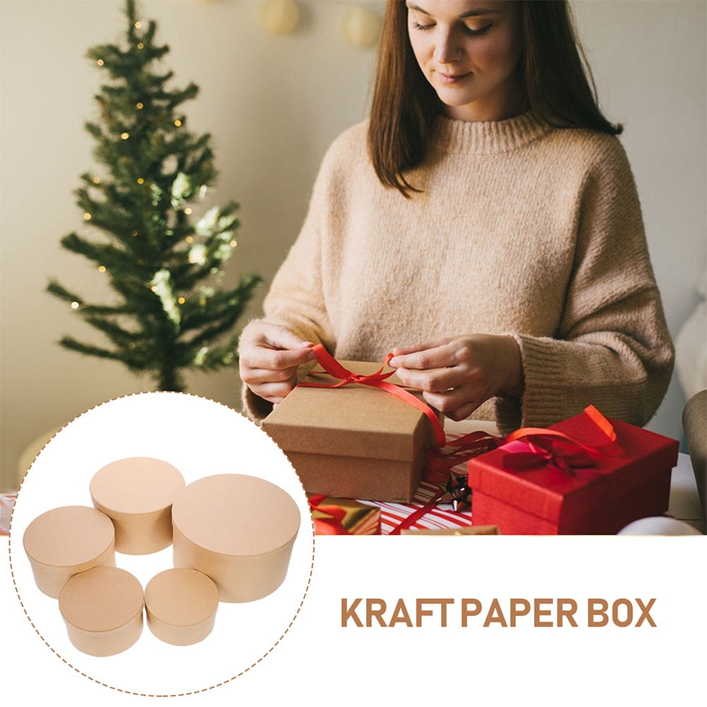Qumonin 6pcs Multi-Functional Round Gift Boxes Gift Wrapping Boxes Round Shaped Gift Box Jewelry Storage Box Chocolate Cookie Containers