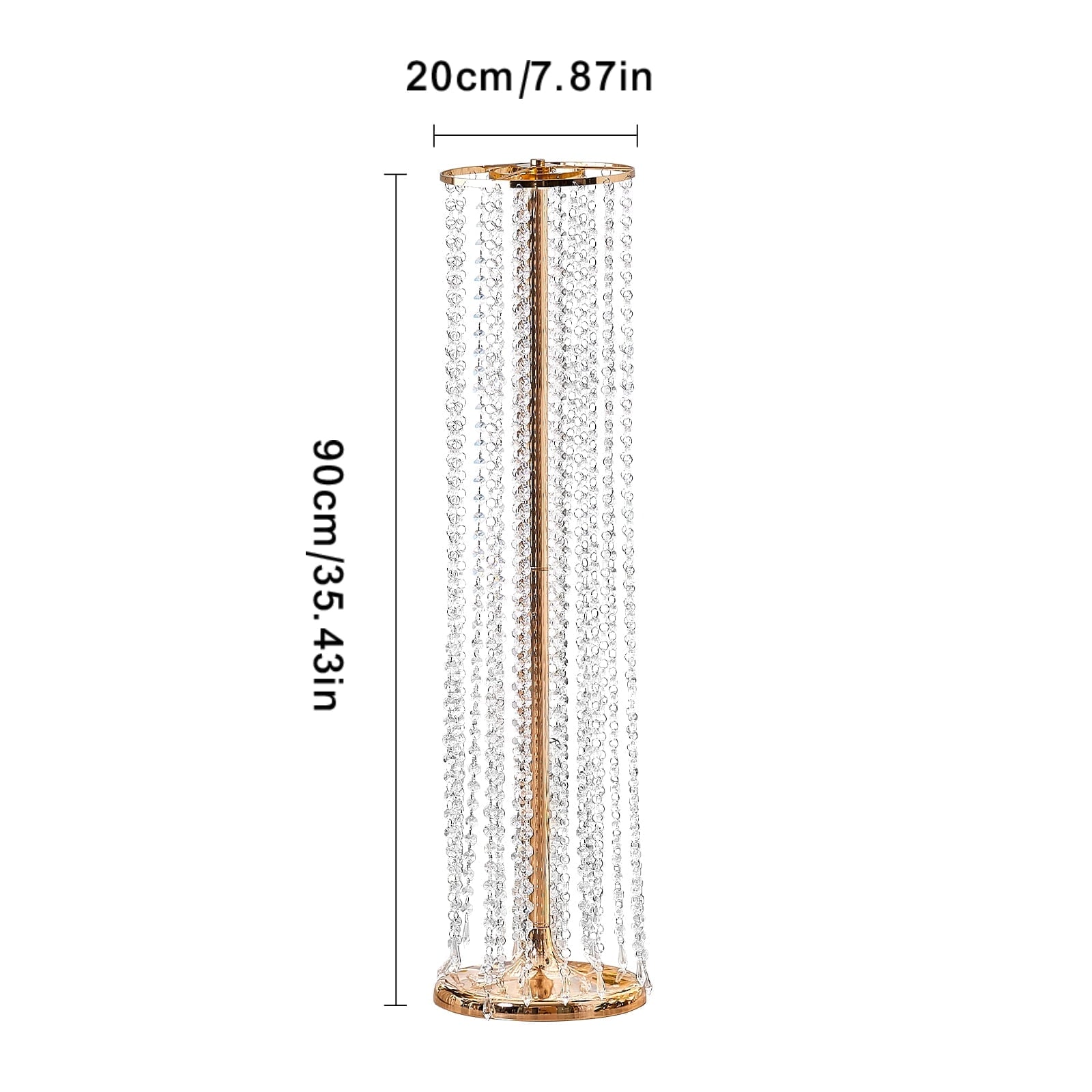 KFFKFF Set of 4, 35.43inch High Crystal Floral Stands, Opulent Crystal Gold Vase Metal Centerpieces, Ideal for Runway, Nuptials, Parties, Ceremonies, Dinners, Events, Hotels, and Home Decorations