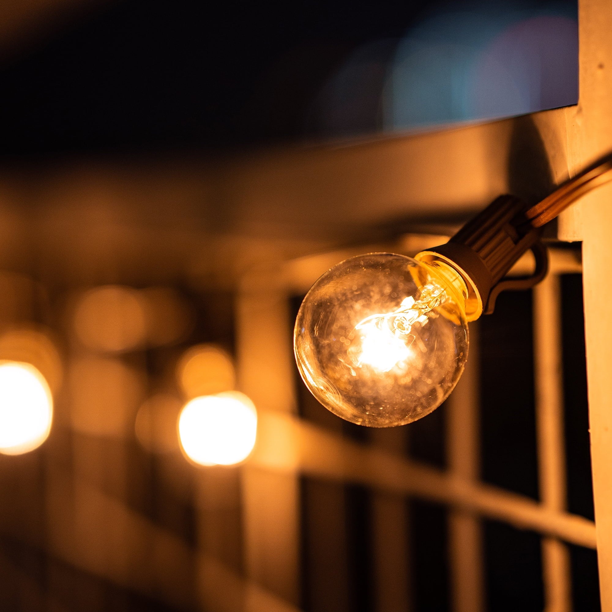 (2 pack) Better Homes & Gardens 20-Count Clear Glass Globe G40 Bulbs Outdoor String Lights