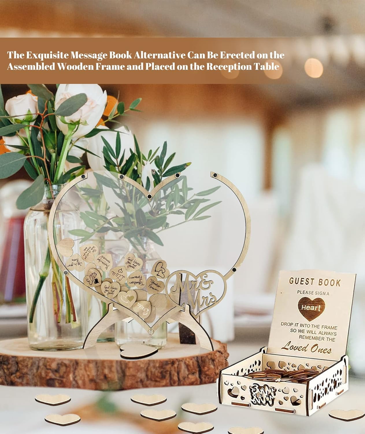 Heart Wedding Guest Book Alternative, Guest Book Wedding Reception Rustic Wedding Books for Guests to Sign, Wedding Heart Guest Book Drop Box, Guest Book for Wedding