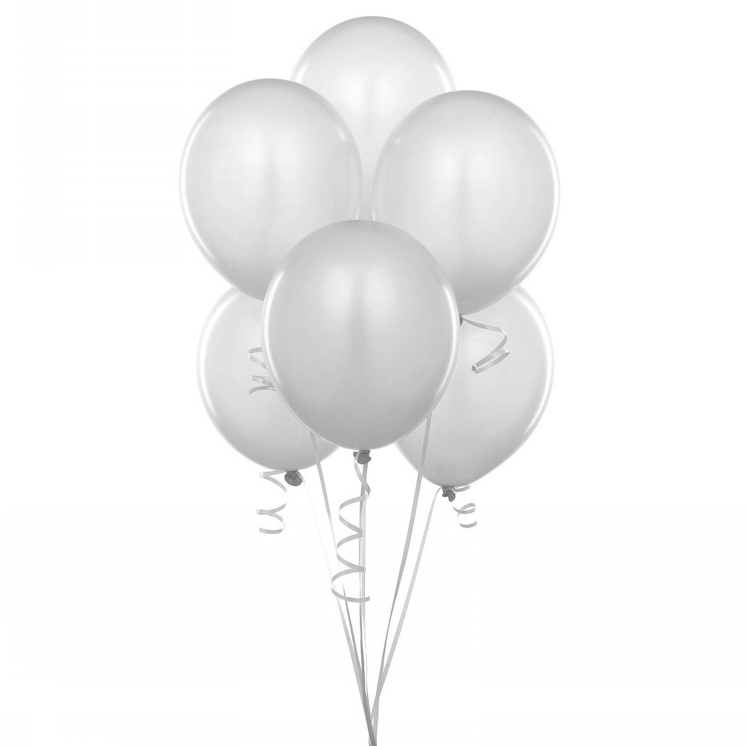 72 Latex Balloons 12" with Clips and Curling Ribbon - Silver