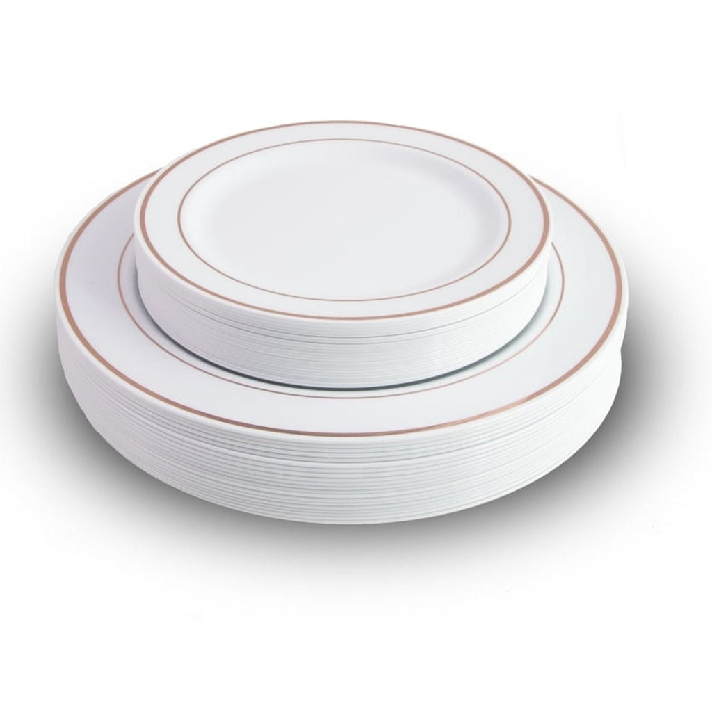 Crown Display Plastic Disposable Dinnerware Set - 60 Pcs - Wedding and Party Plates