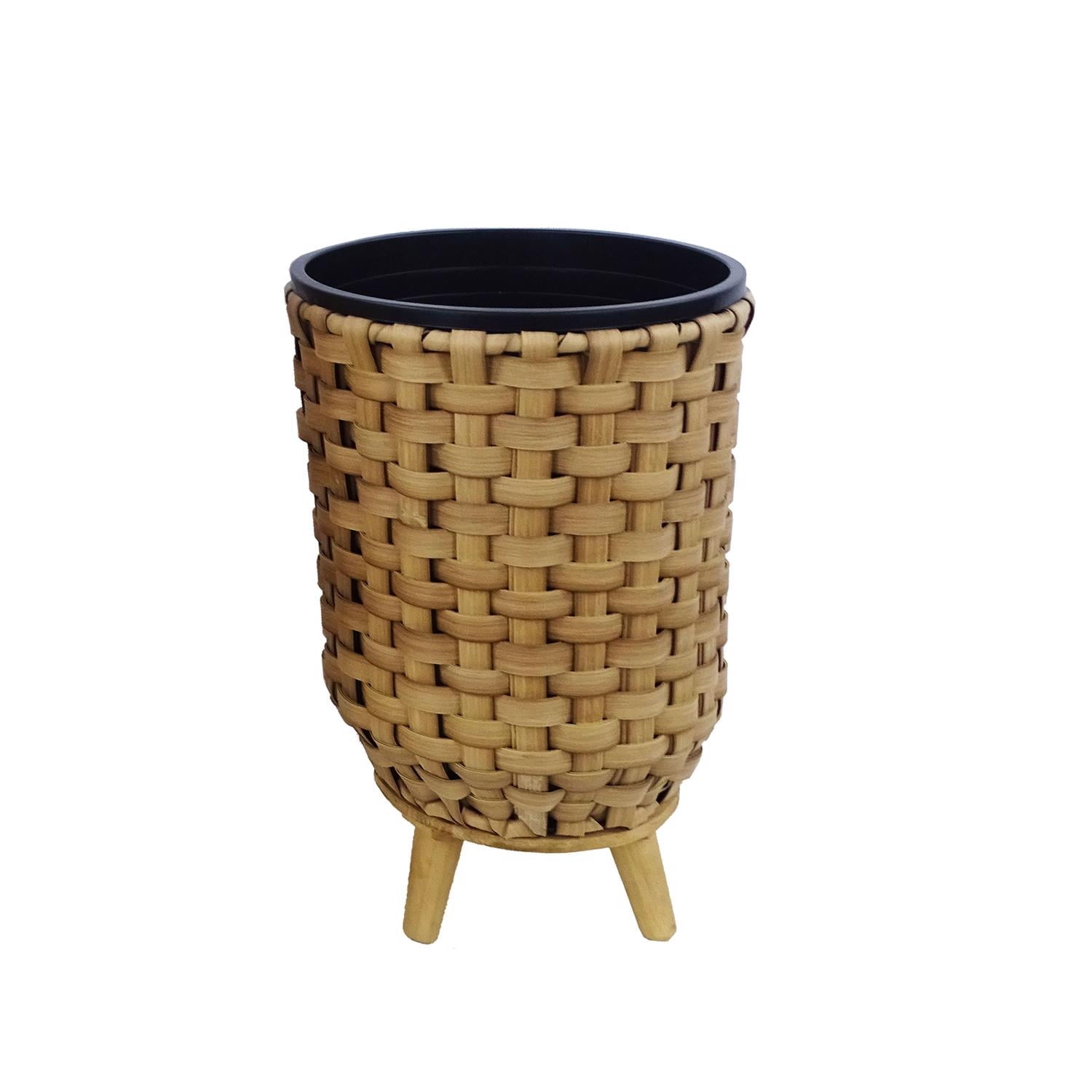 Alpine 15 in. H X 12 in. W X 12 in. D Plastic Wicker Plant Basket Gray
