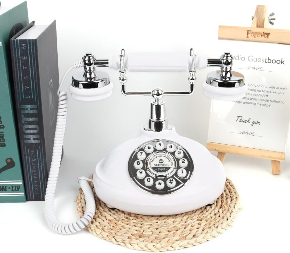 Audio Guest Book Wedding Phone Record Customized Voicemail with Audio Guest Book for Parties Weddings Birthdays Rentals Confessions Phone Record (White)