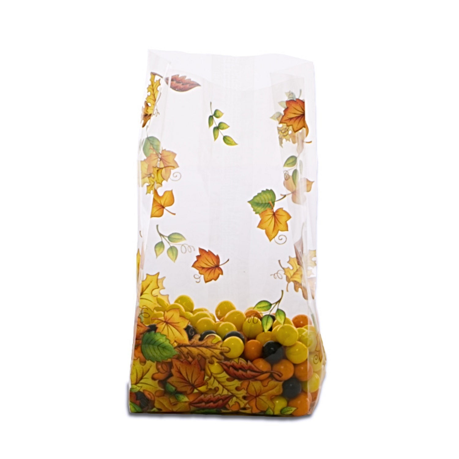 Autumn Leaves Clear Cello Party Bags - 7 1/2in. x 3 1/2in. x 2in. - 80 Pack