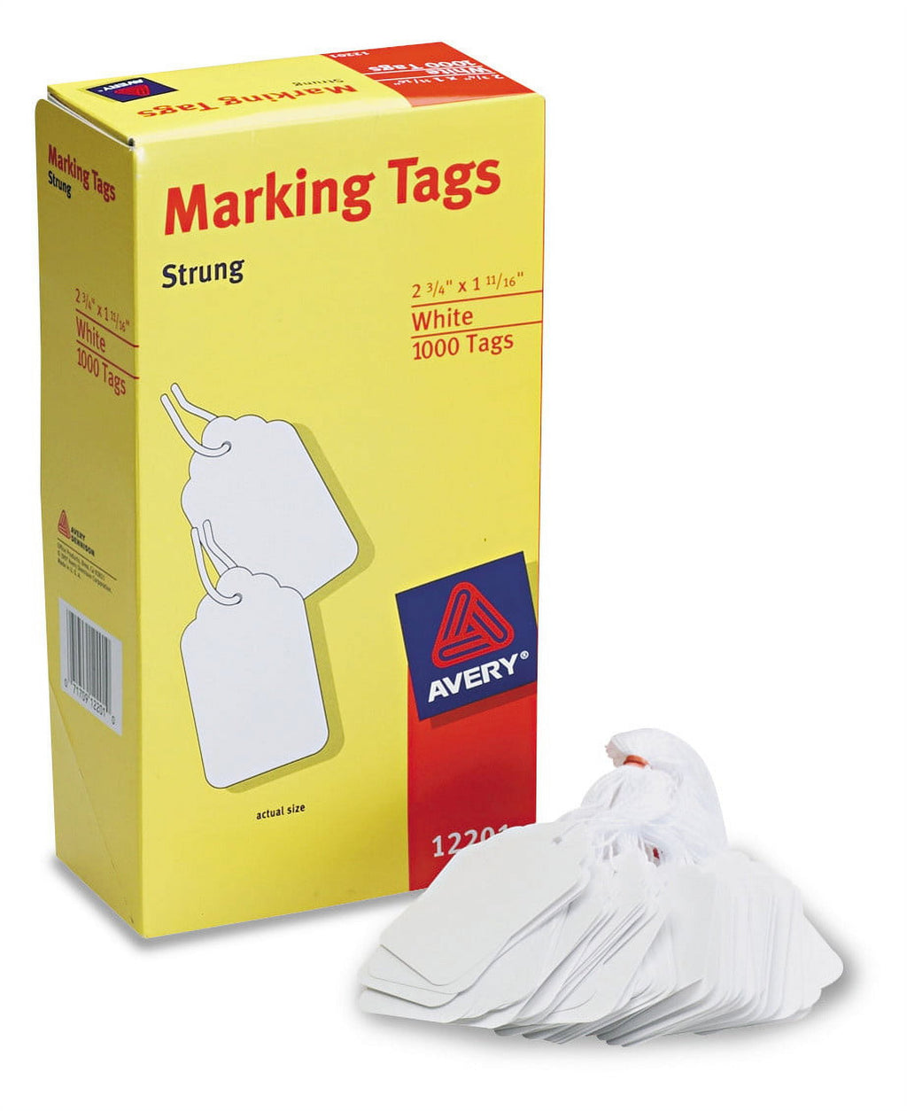 Avery Marking Tags, Strung, 2-3/4" x 1-11/16", 1,000 Tags (12201)