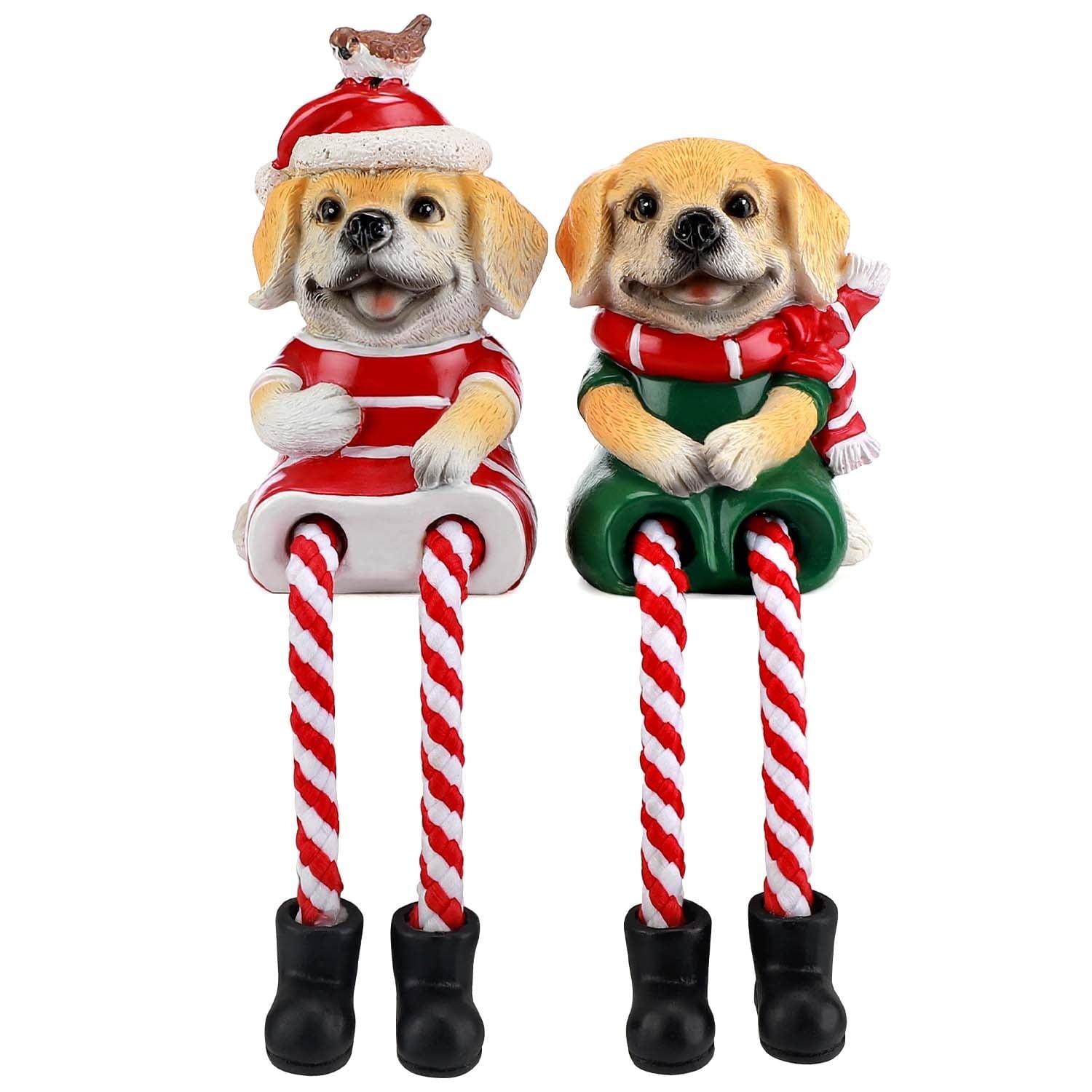 Ayieyill 2pcs Christmas Dog Decorations Tabletop Christmas Decor Christmas Holiday Gift for Home