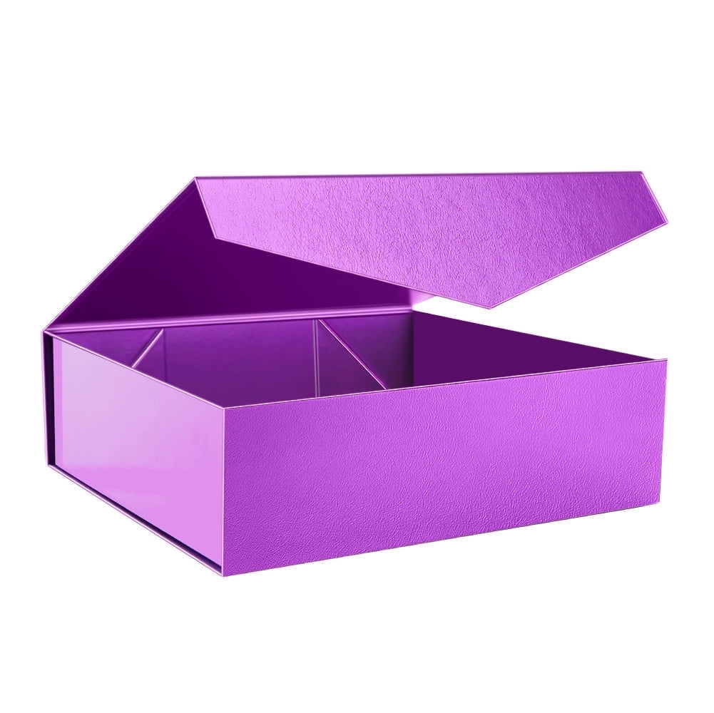 BAKIPACK Extra Large Gift Box, 16.3x14.2x5 inches, Purple Magnetic Gift Box with Lid for Present