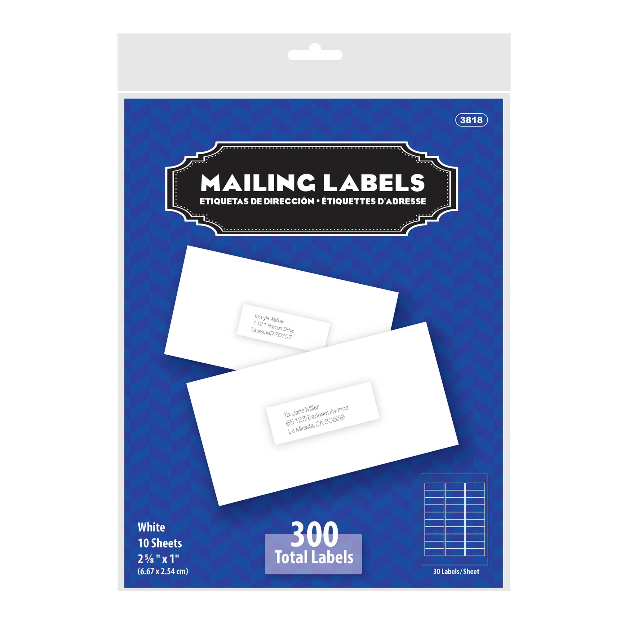 BAZIC Mailing Label 2 5/8"X1" White Shipping Labels for Printers (300/Pack), 24-Packs
