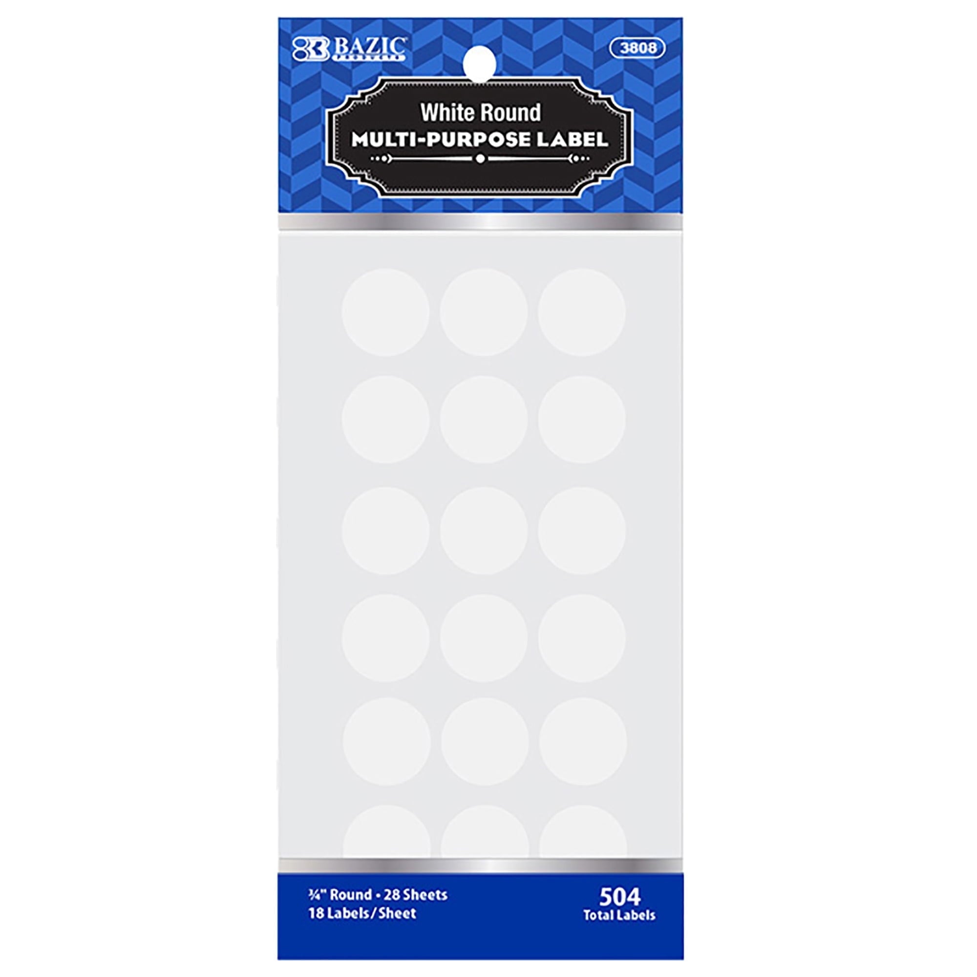 BAZIC White Round Label 3/4" Labels for File Folder (504/Pack), 24-Packs