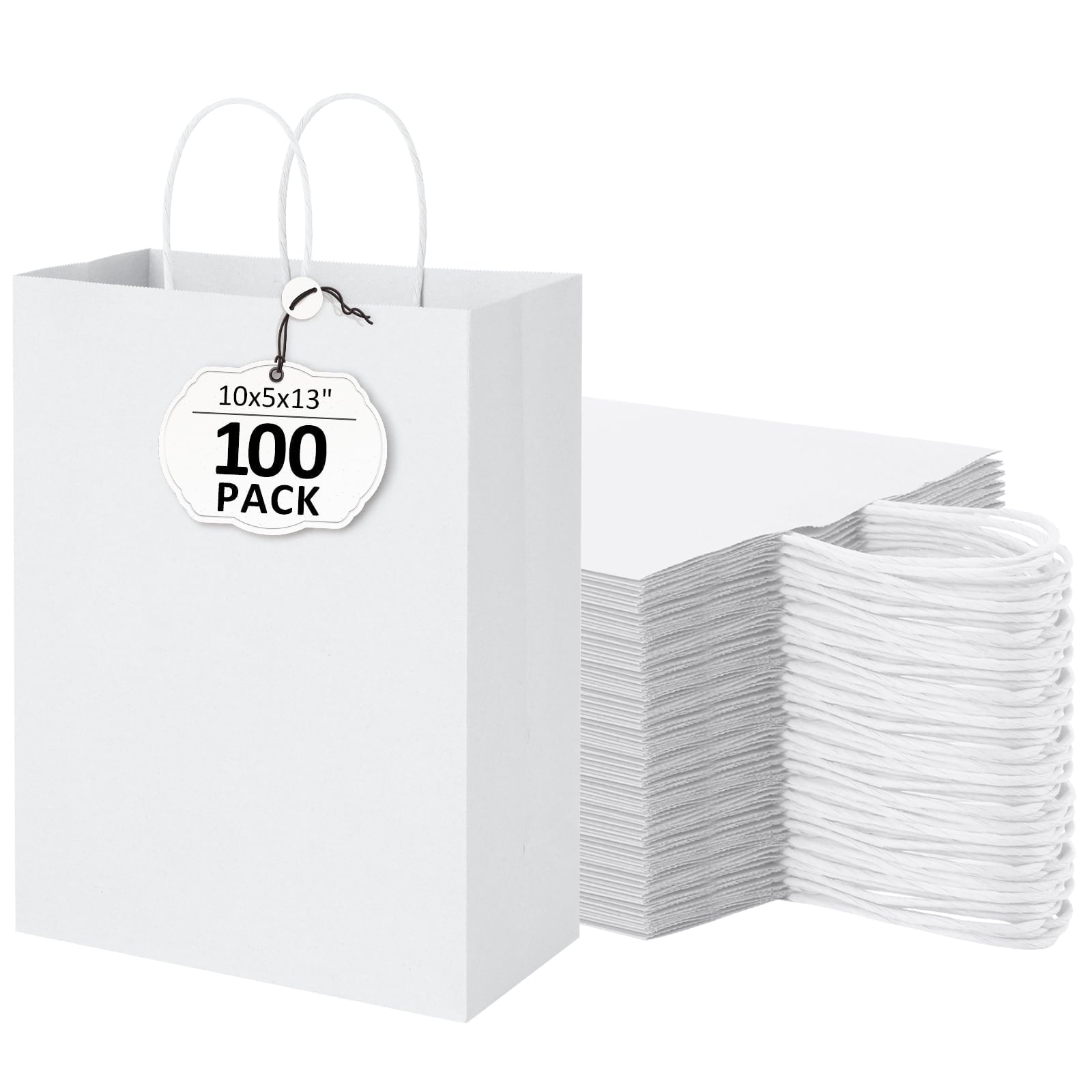 BagDream Brown Paper Gift Bags with Handles Kraft Paper Shopping Bags for Business, Shopping, Grocery, Retail, Birthday Party, Merchandise, 10x5x13, 100 Pack
