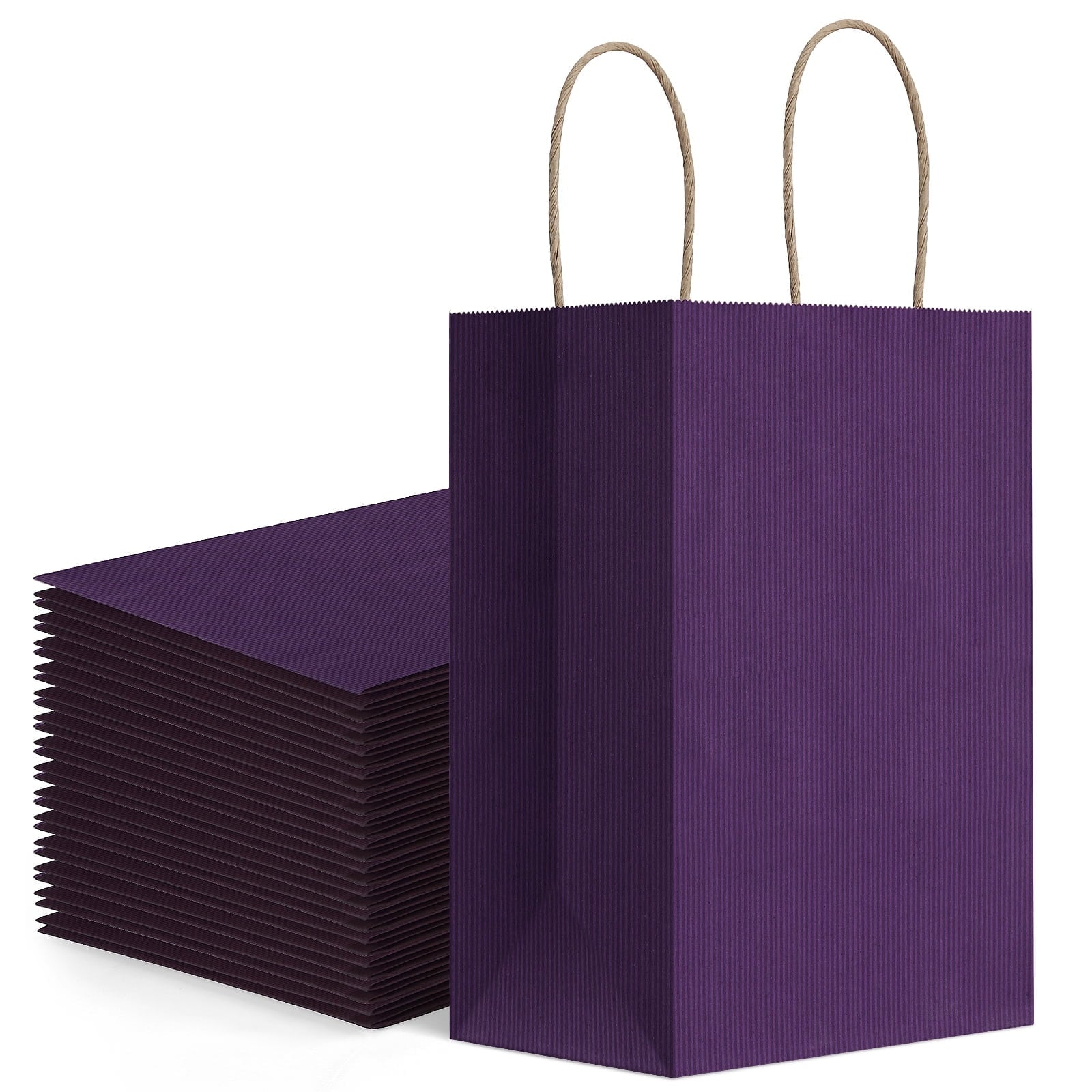BagDream 100 Pack Green Gift Bags with Handles Small Kraft Paper Bags for Birthday, Christmas, Gifts, Holidays, 5.25x3x8inches