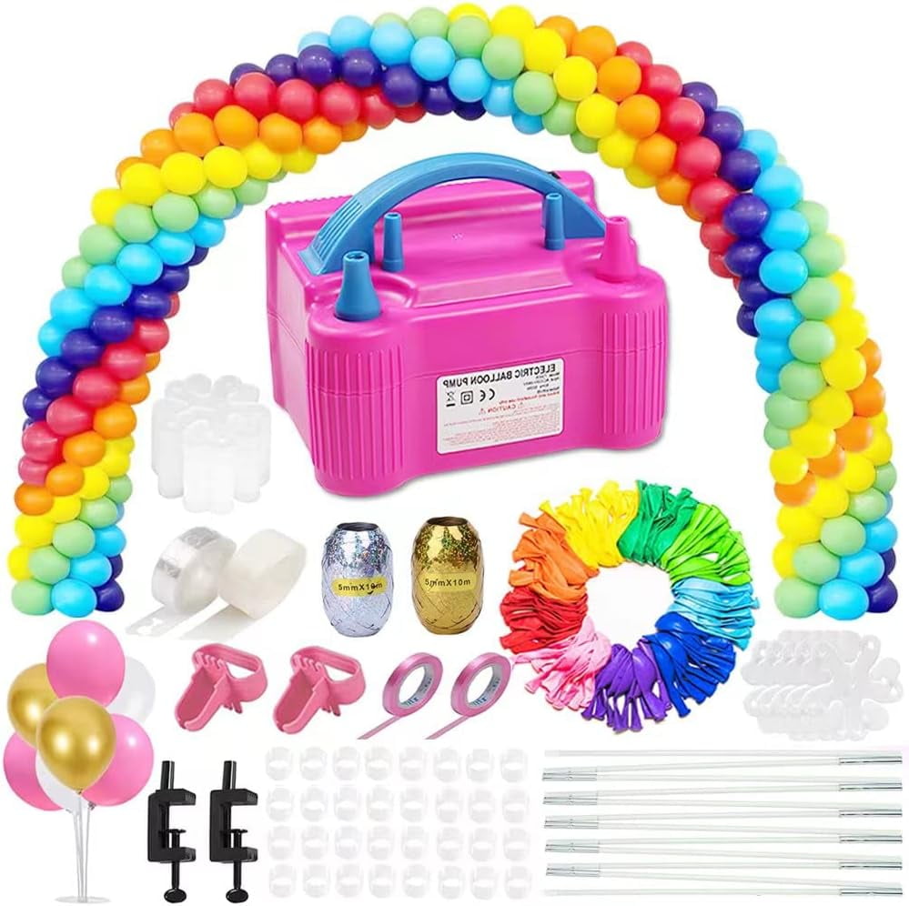 Balloon Arch Kit and Balloon Pump Electric, 10ft Wide Adjustable Balloon Arch Stand With 100Balloons 2Balloon Stands For Wedding Anniversary Birthday Baby Shower Party Decoration Graduation Ceremony