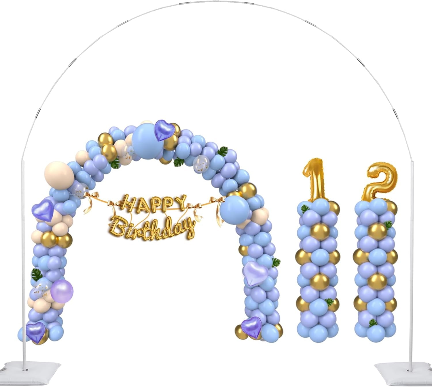 Balloon Arch Stand Kit, 2IN1 Metal Balloon Column Arch with Weighted Water Bag for Birthday, Graduation Ceremony, Baby Baptism, Wedding, Engagement , Various Festival Party Decoration