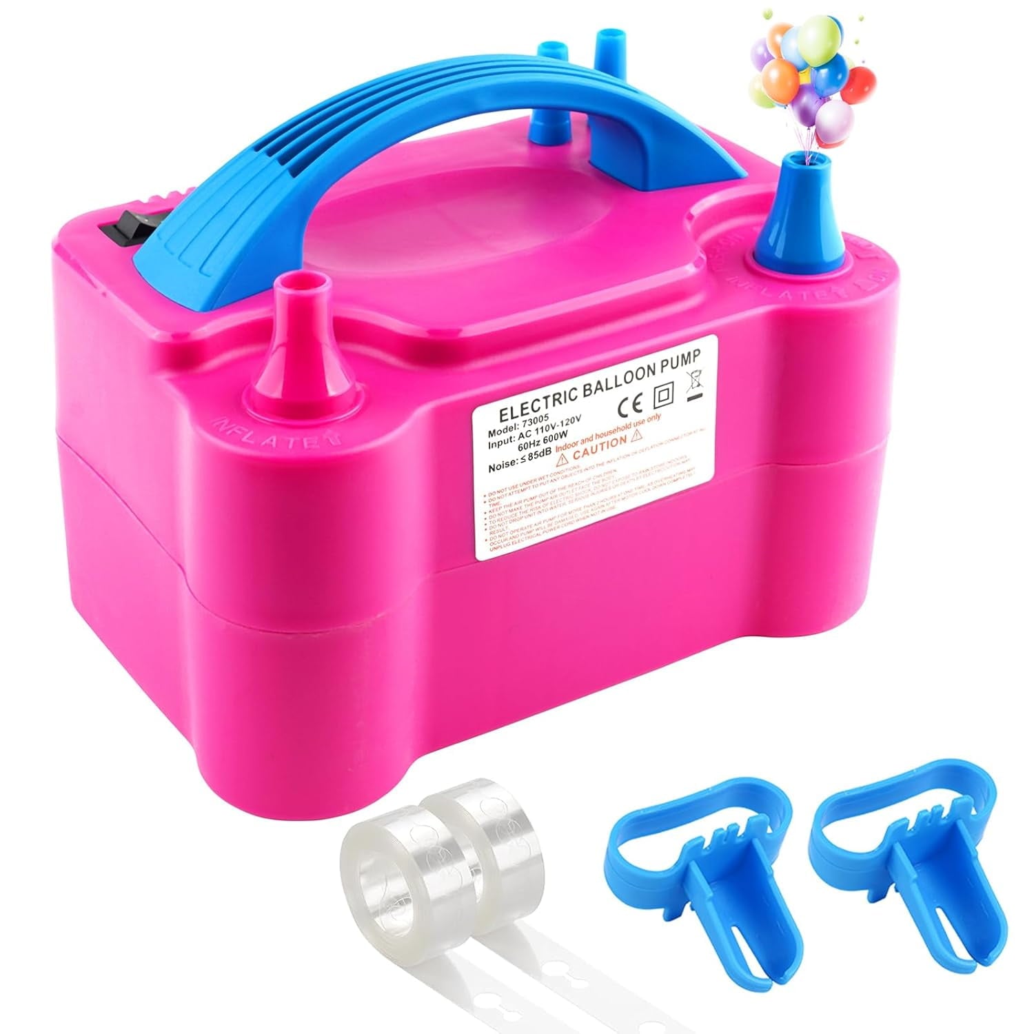 Balloon Pump 600W 110V Electric Balloon Pump Portable Electric Inflator Balloon Air Pump-2 Tying Tools Balloon Blower for Party Decoration