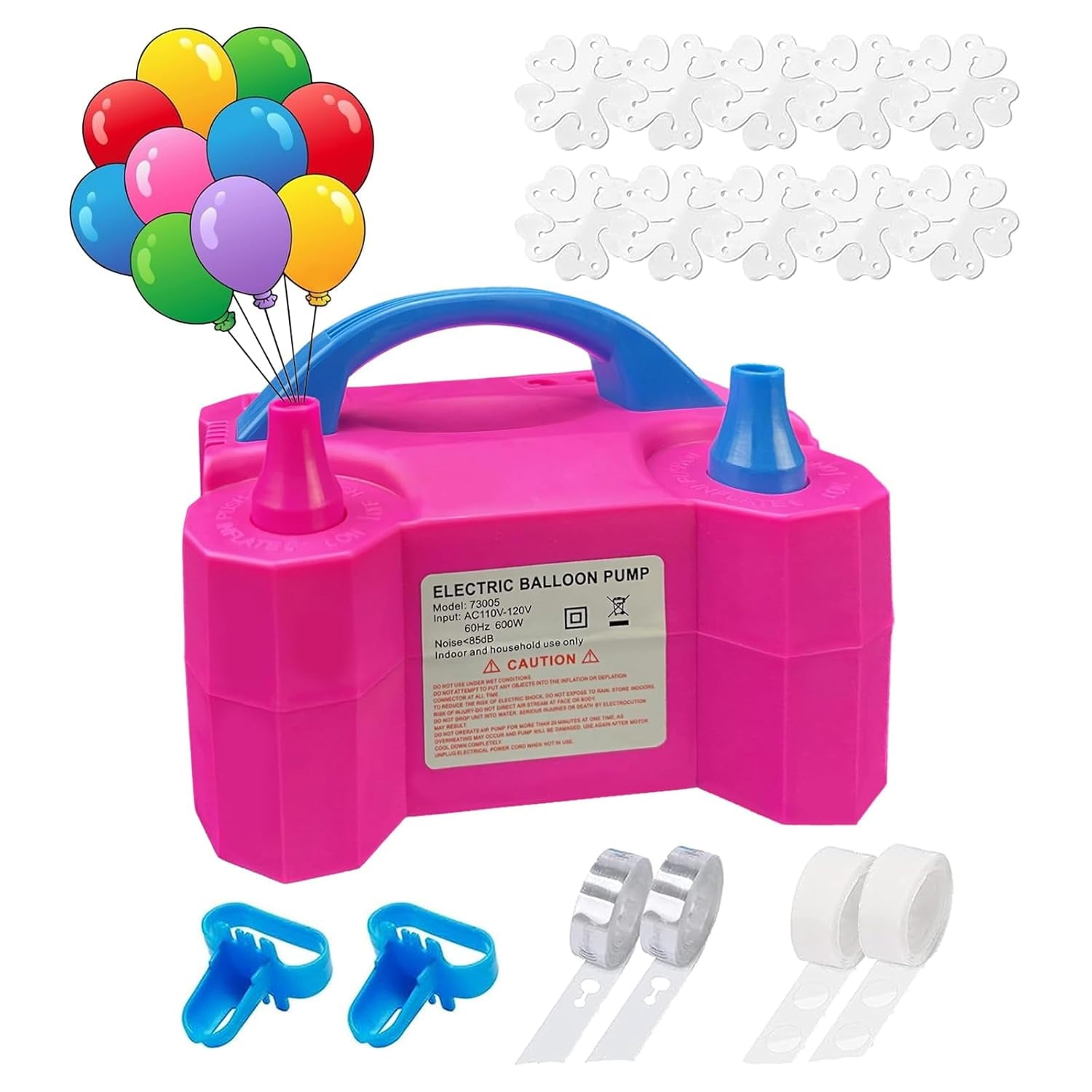 Balloon Pump, Balloon Pump Electric, Portable Dual Nozzle Electric Blower Air Pump Inflator for Party Decoration. Faster and Save Time