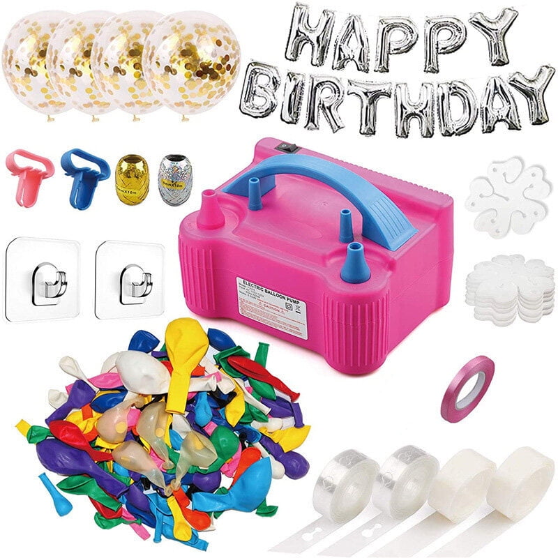Balloon Pump, Electric Balloon Pump Kit,Balloon Inflator Pump 600W Portable Dual Nozzles Electric Air Ballon Machine with Balloons for Party Birthday Wedding Festival Decoration