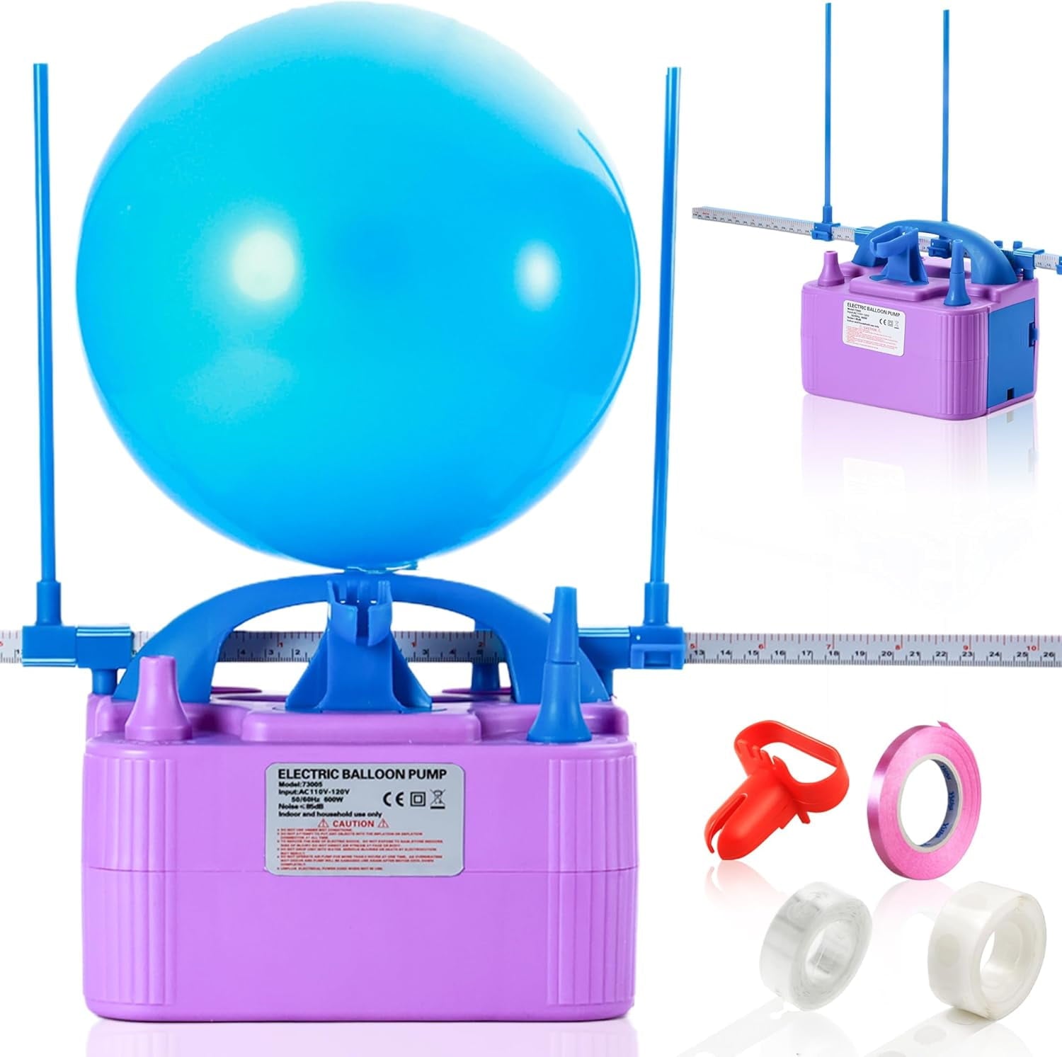 Balloon Pump Electric, Electric Air Pump Replace Manual Balloon Hand Pump, US Standard Plug Balloon Inflator Pump Electric with Dual Nozzles for Balloon Arch, Balloon Stand, Party Decorations
