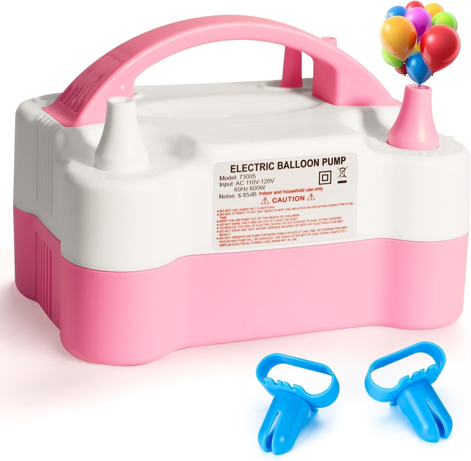 Balloon Pump Electric, Portable Automatic Dual Nozzle Inflator 110V 600W with Tying Tools for Birthday Gender Reveal Baby Shower Balloons Party Decorations