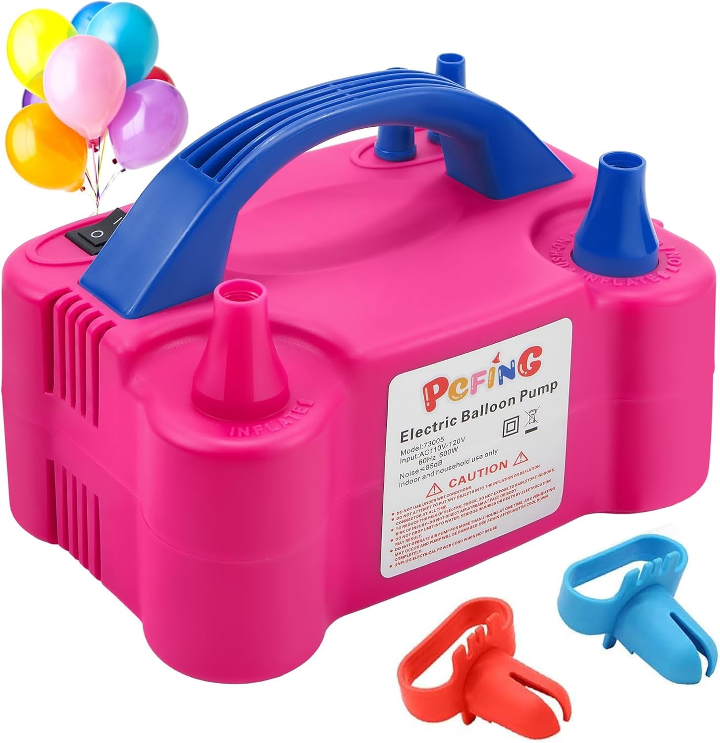 Balloon Pump Electric, Portable Balloons Inflator Blower Machine with Balloon Tie Tool & Dual Nozzle