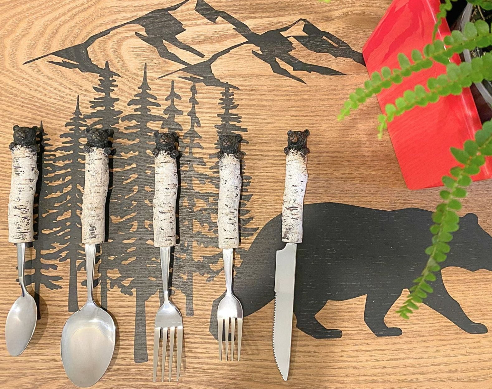 Bear Cub Decorative Flatware Silverware Cultery Cabin Lodge Dining Party Decor