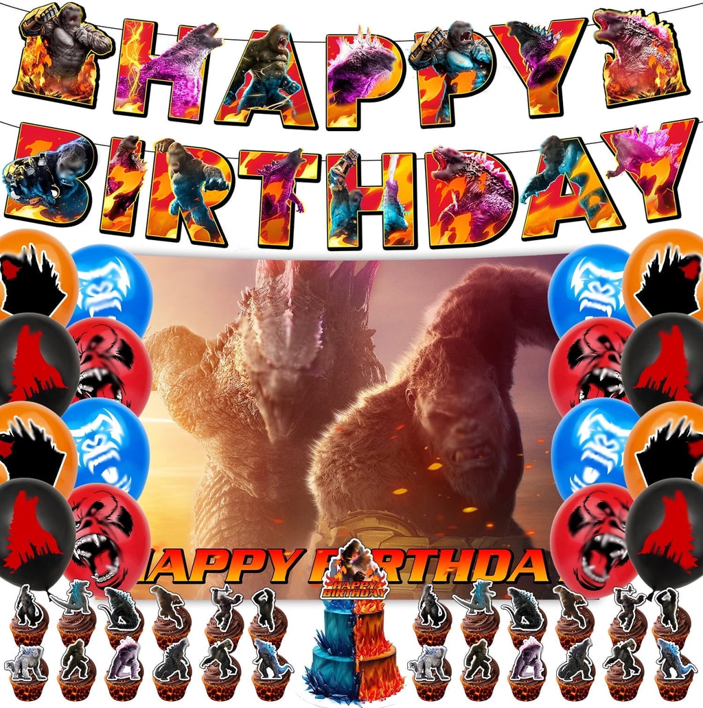 Birthday Party Decorations Supplies for Girls Boys,Monster Theme Set Include Backdrop,Banner,Cupcake Toppers,Balloons,Cake Topper