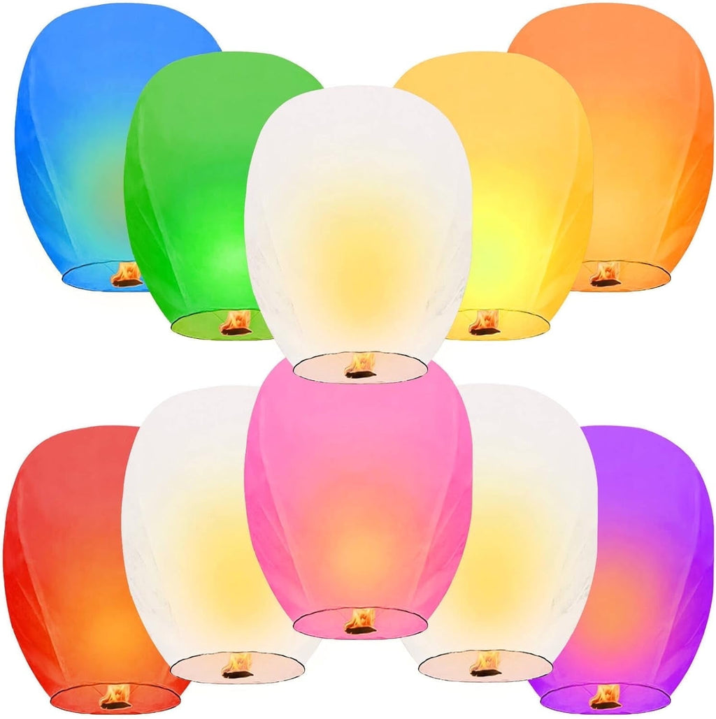 Birthday Party, New Years, Festival Chinese Paper Lanterns Paper Wishing Lanterns for Weddings 20 Pack (Colorful)