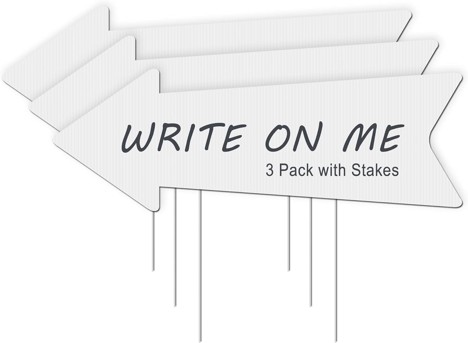 Blank Arrow Signs with Stakes 15 Pack 17 x 6 Inches Wedding Directional Yard Signs with Stakes, This Way Arrow Yard Signs Birthday Party Signs Arrow