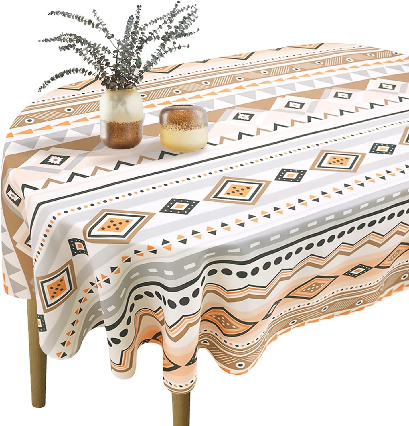 Daisy Floral Oval Tablecloth 60 x 84, Yellow White Floral Spring Tablecloth Table Cover, Elegant Country Table Cloths for Parties, Kitchen Dining Table,Polyester Fabric Flower Tablecloth, Daisy Decor