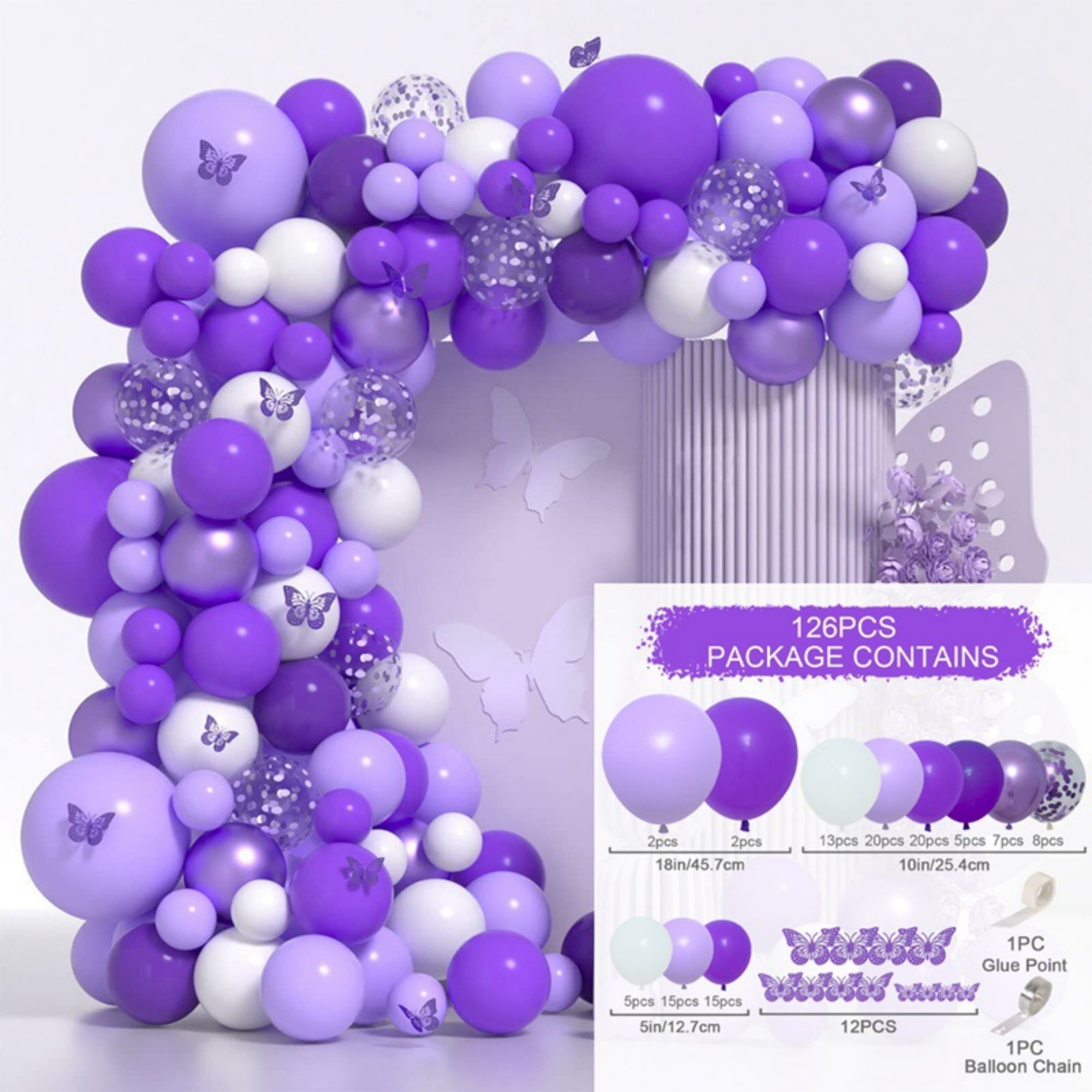 Butterfly Sequin Balloon Arch Kit - Colorful Latex Balloons & Decorative Scraps For Birthday & Anniversary Parties