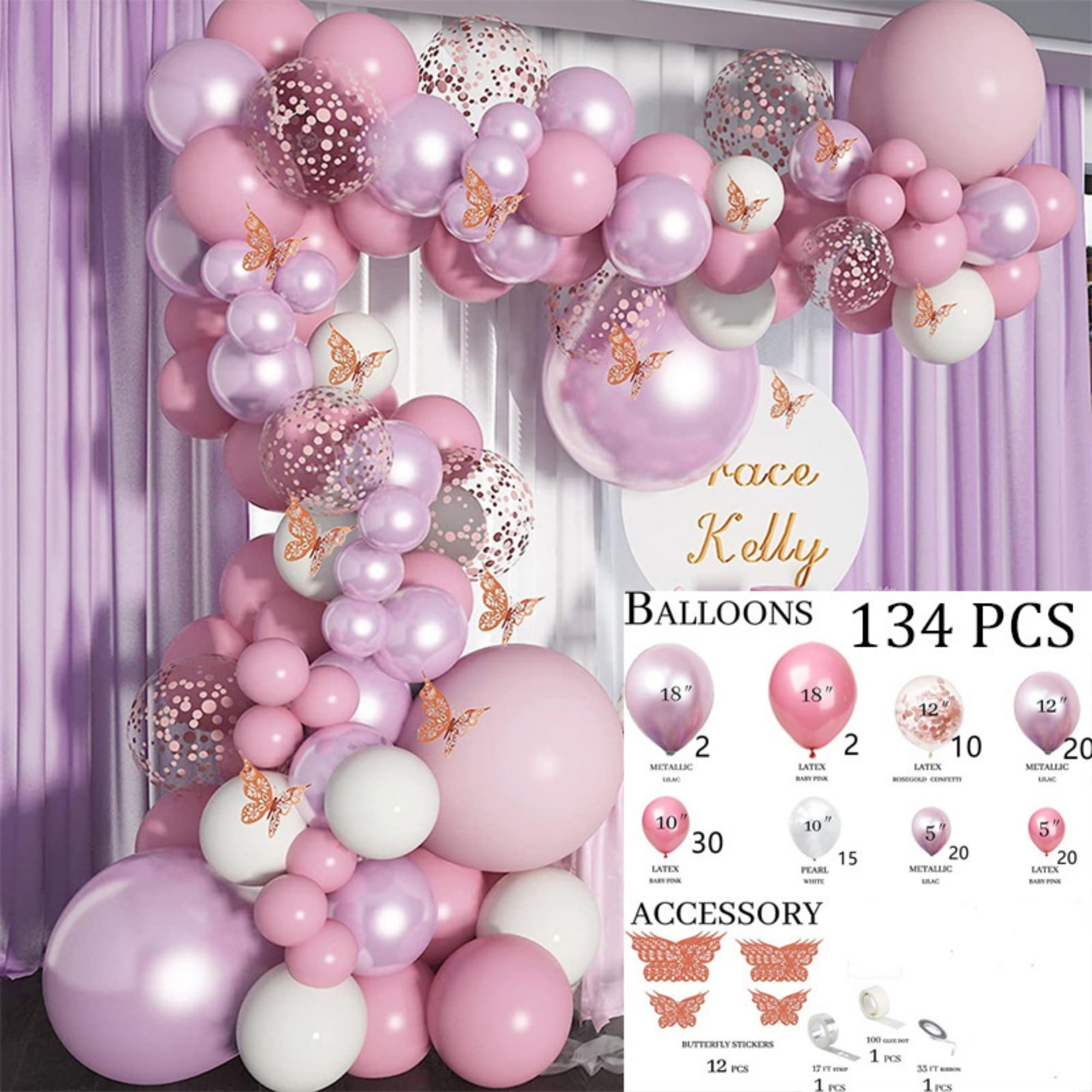 Butterfly Sequin Balloon Arch Kit - Colorful Latex Balloons & Decorative Scraps For Birthday & Anniversary Parties