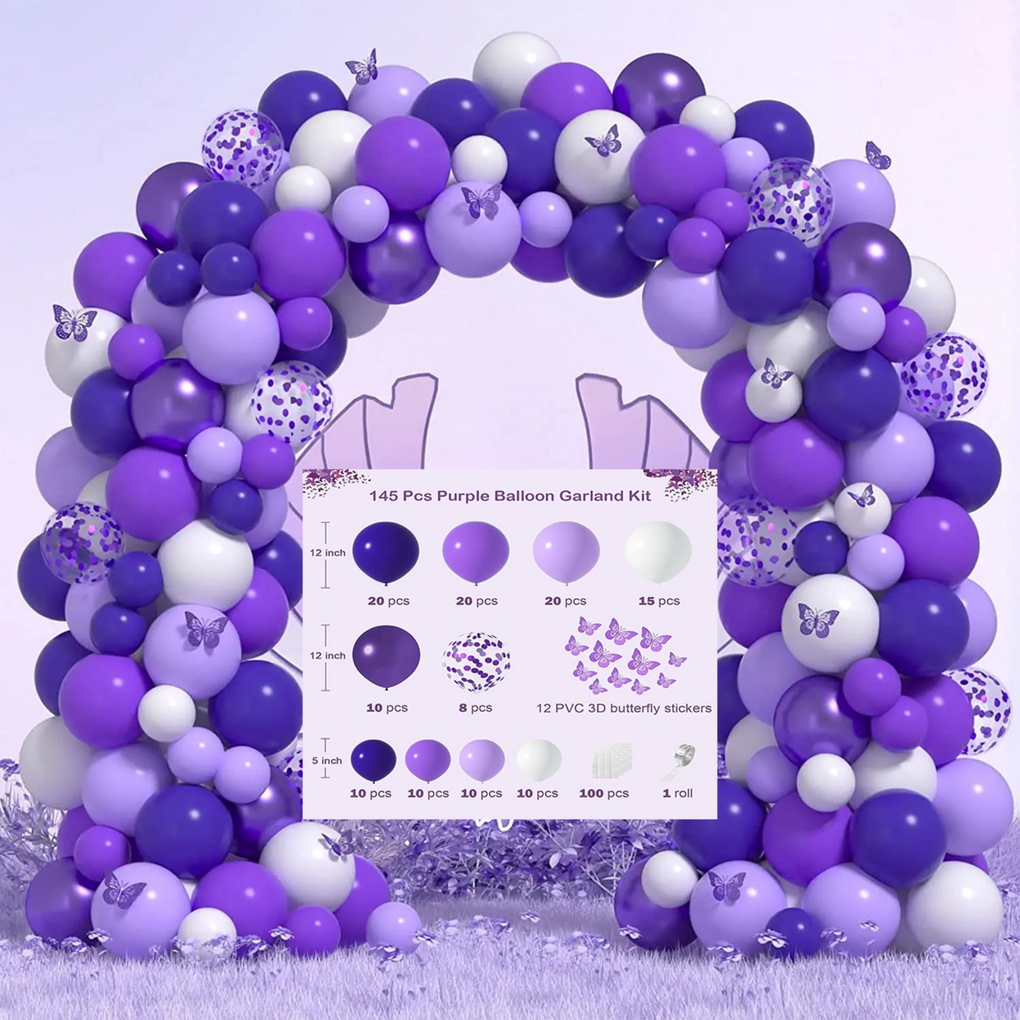 Butterfly Sequin Balloon Arch Kit - Colorful Latex Balloons & Decorative Scraps For Birthday & Anniversary Parties