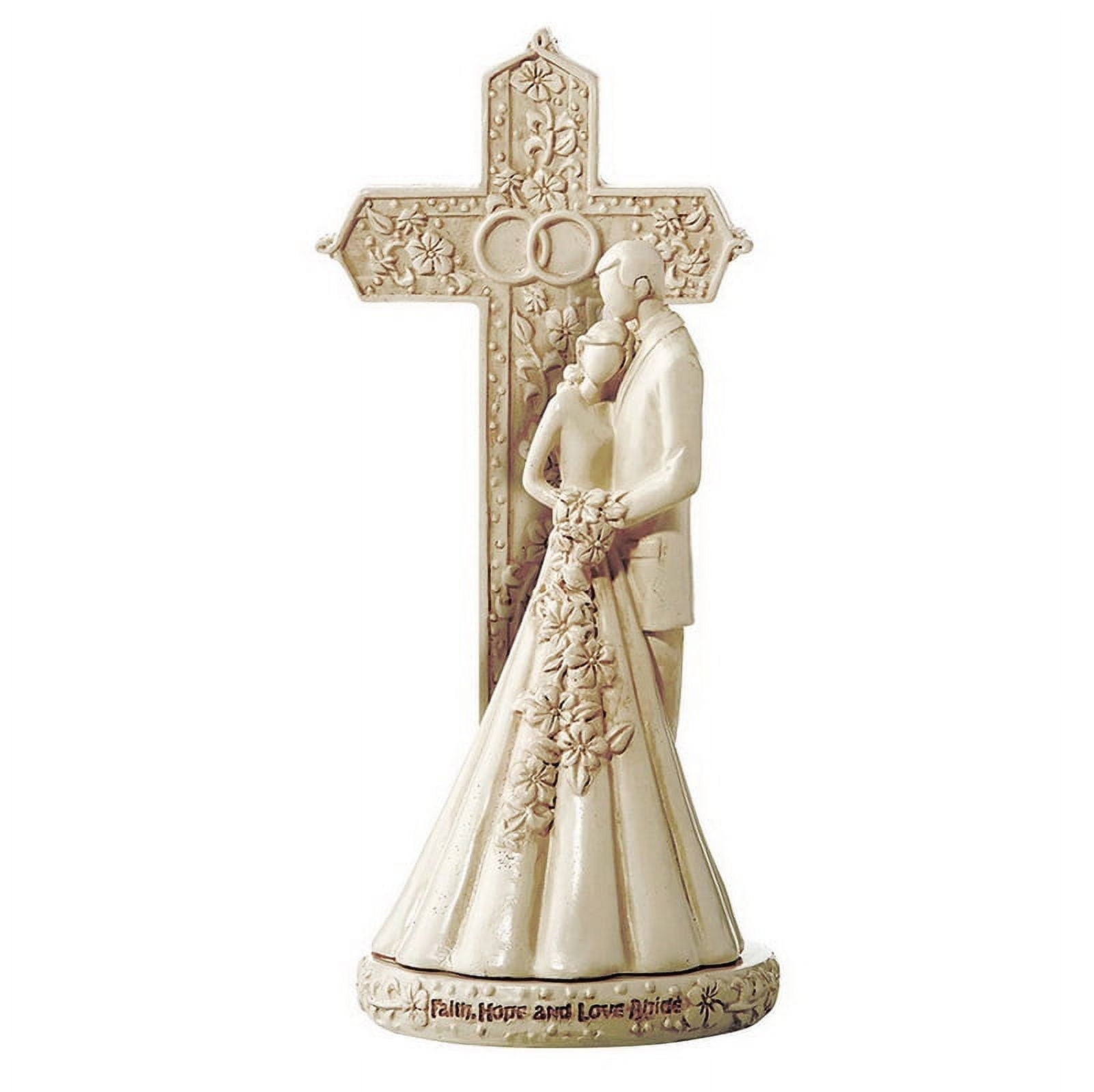 CB Avalon Gallery 6.9-inch Couple with Cross and Wedding Rings 2-Piece Wedding Cake Topper