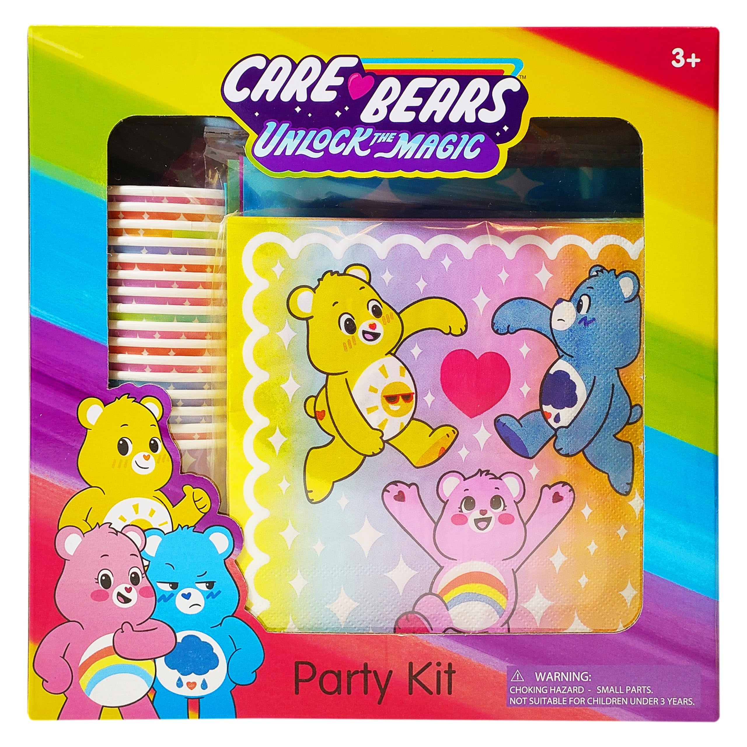 Care Bears Birthday Decorations 58pc Table Decorations Original Care Bears Party Supplies: Paper Plates, Cups Napkins, Table Cloth Cake Topper Rainbow Party Favor Gender Reveal Decor 3+
